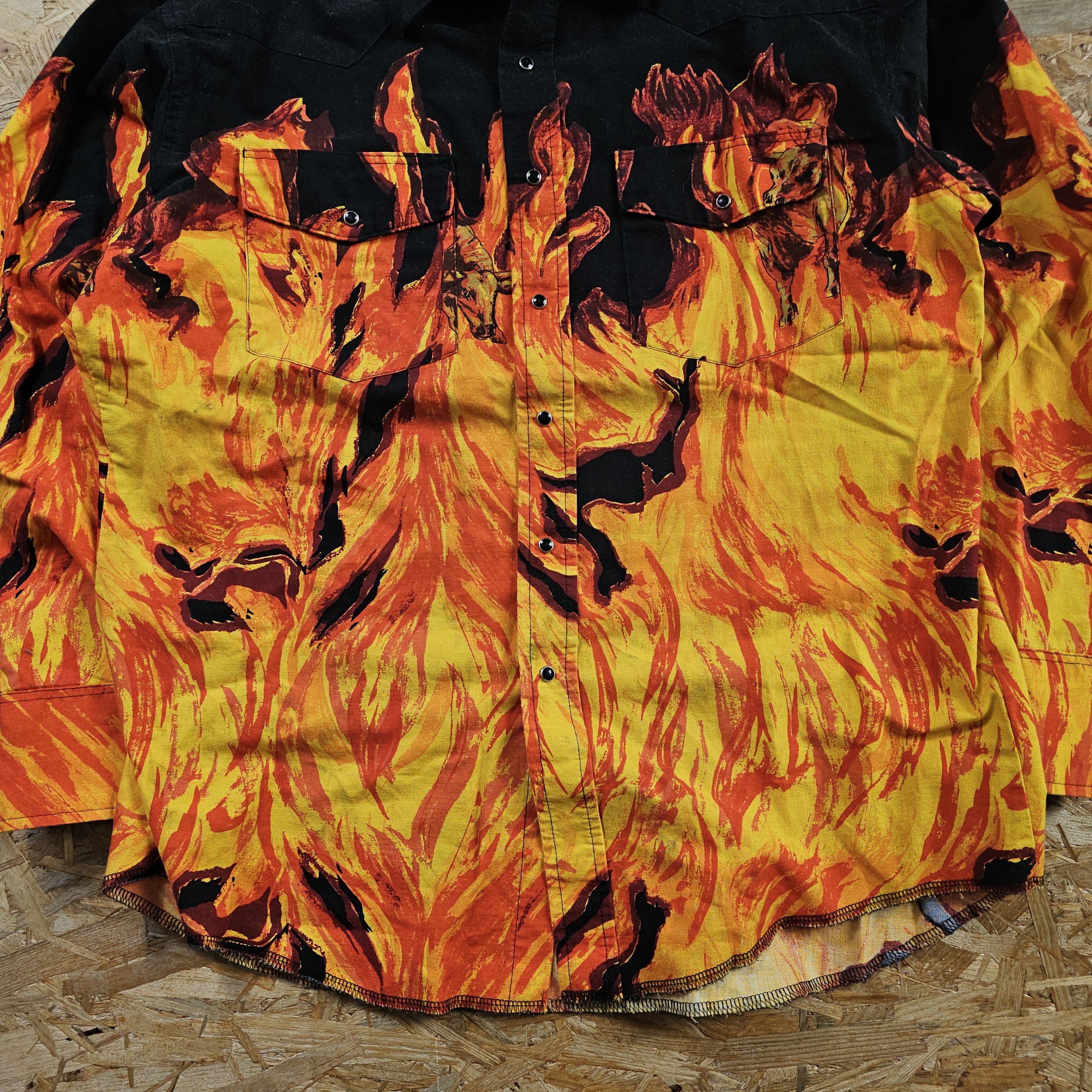 Japanese Brand × Wrangler WRANGLER FLAME WESTERN TEXAS SHIRT VINTAGE 80S L Size US L / EU 52-54 / 3 - 3 Thumbnail