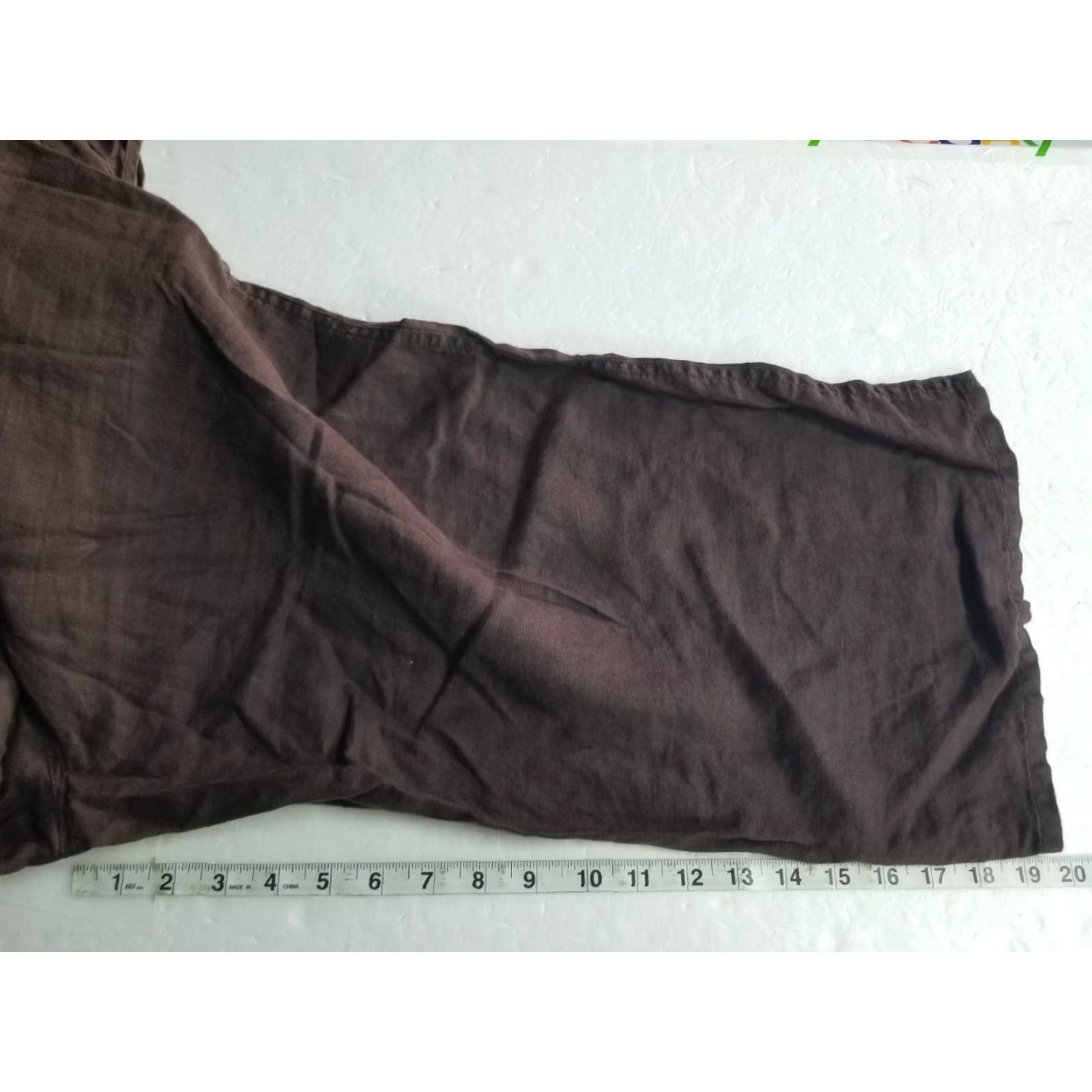 Vintage London Jean Chino Pants Women Large Brown Linen Straight Leg Drawstring Waist Size 36" / US 14 / IT 50 - 4 Thumbnail