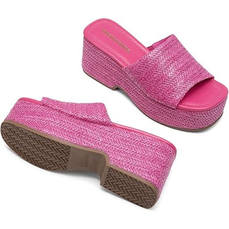 Other Dream Pairs 8.5 Hot Pink Open Toe Espadrille Sandals Size US 8.5 / IT 38.5 - 3 Thumbnail