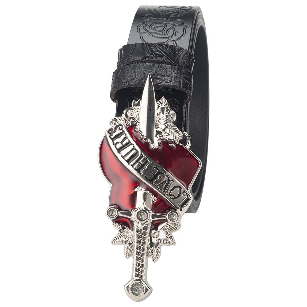 Designer Dark Vintage Belt Riveted Belts Menswear Accessories Size ONE SIZE - 4 Thumbnail