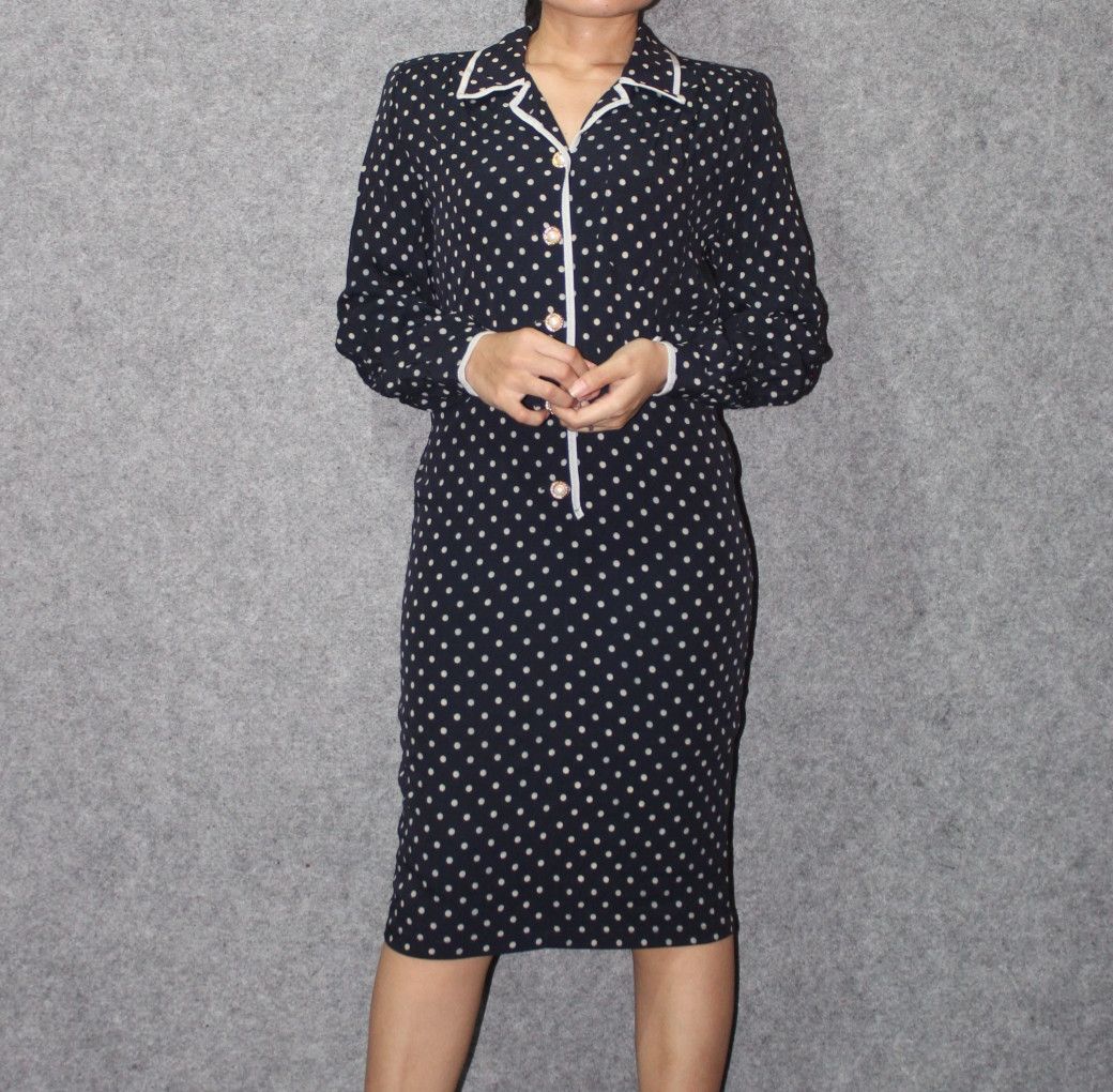 Vintage Luisa Spagnoli Vintage 80s/90s Polka Dot Secretary Dress Size S / US 4 / IT 40 - 1 Thumbnail