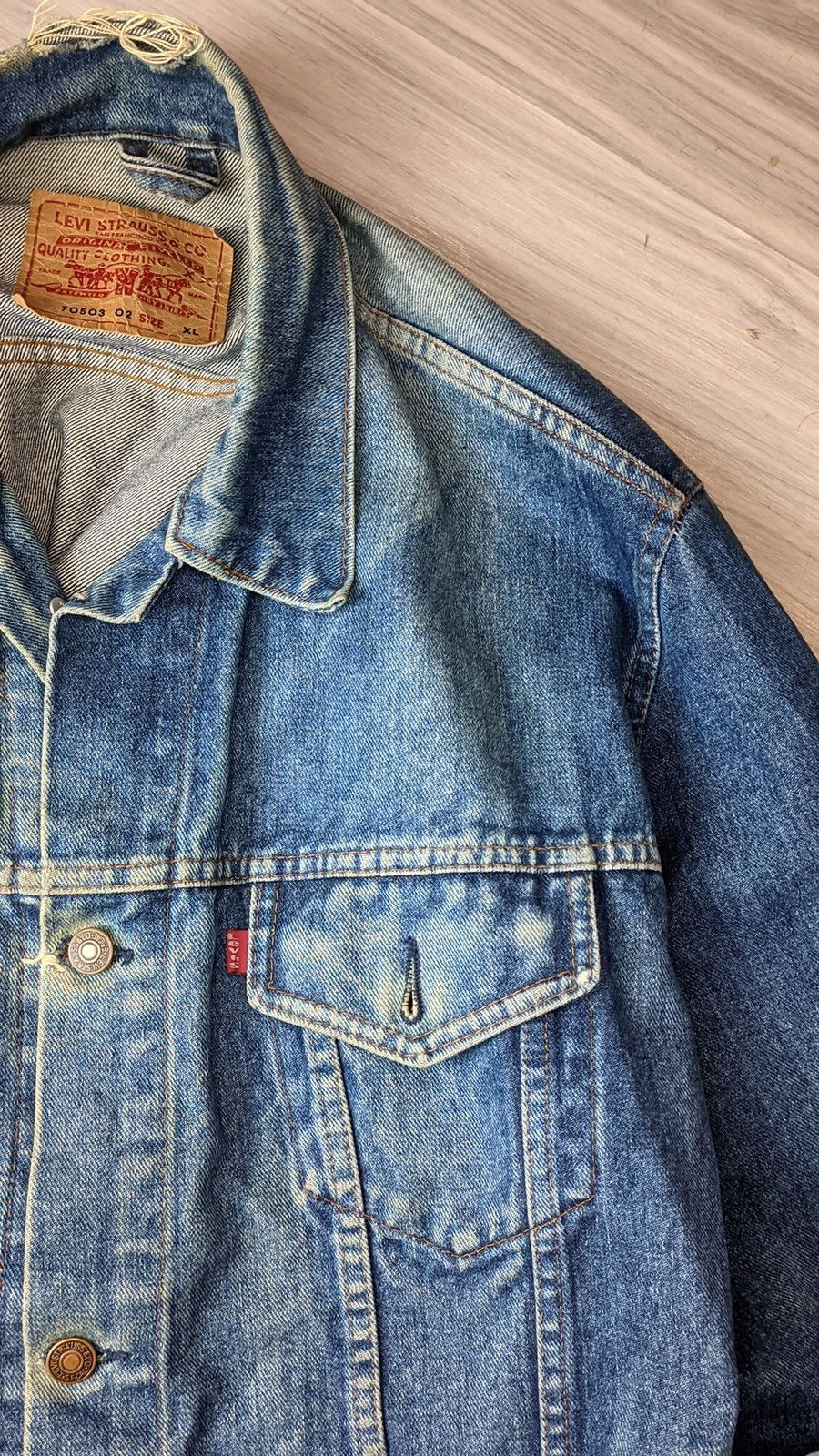 Japanese Brand × Levi's × Vintage Y2K 90s Levis vintage faded washed denim jacket ripped Size US XL / EU 56 / 4 - 3 Thumbnail