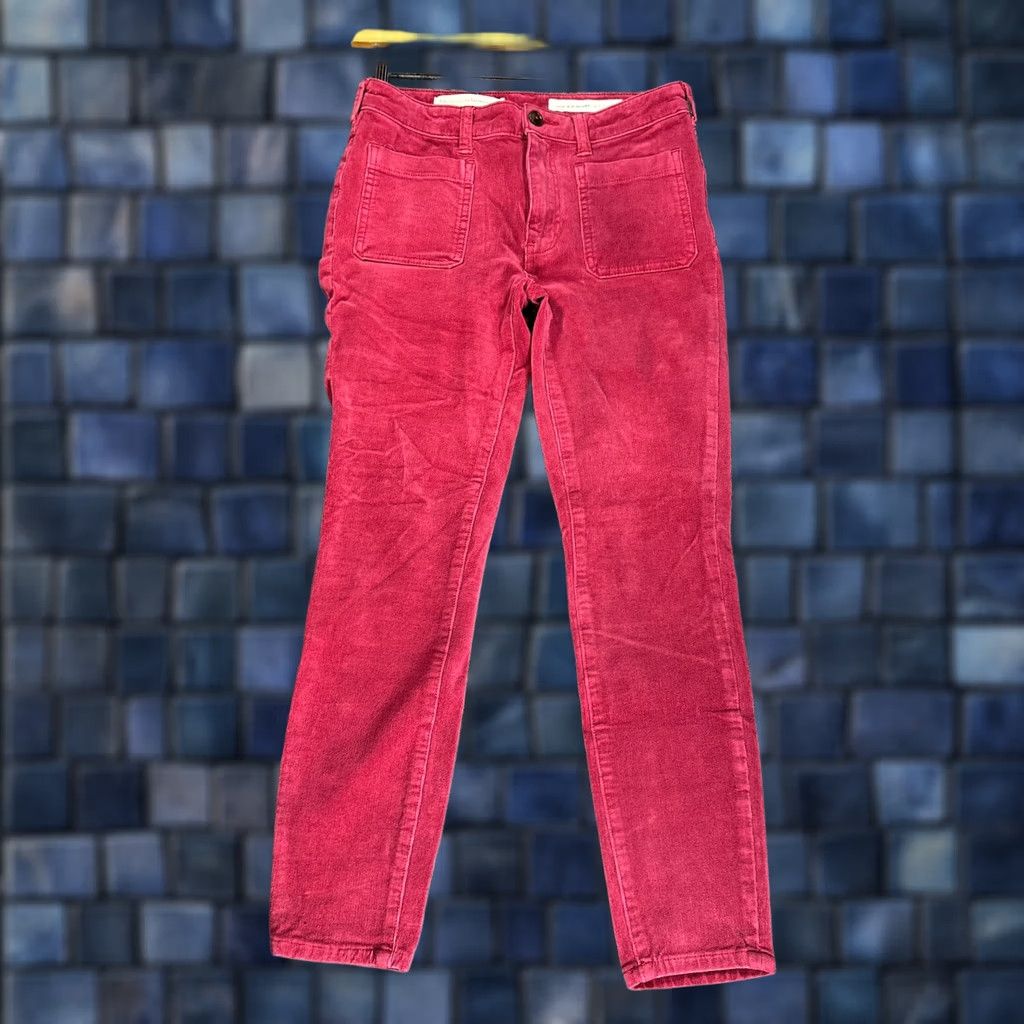 Anthropologie Anthropologie Pilcro Letterpress Pants Womens 27 HIgh Rise Skinny Corduroy Red Shirt Size 27" / US 4 / IT 40 - 1 Thumbnail