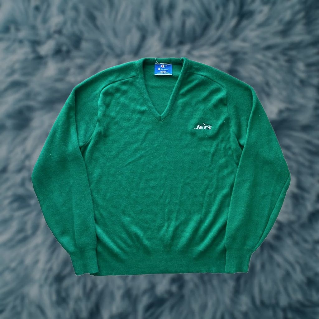 Champion VINTAGE NEW YORK JETS CHAMPION SWEATSHIRT 1980s Mens Large Vneck Green NFL NWOT Size US L / EU 52-54 / 3 - 1 Thumbnail