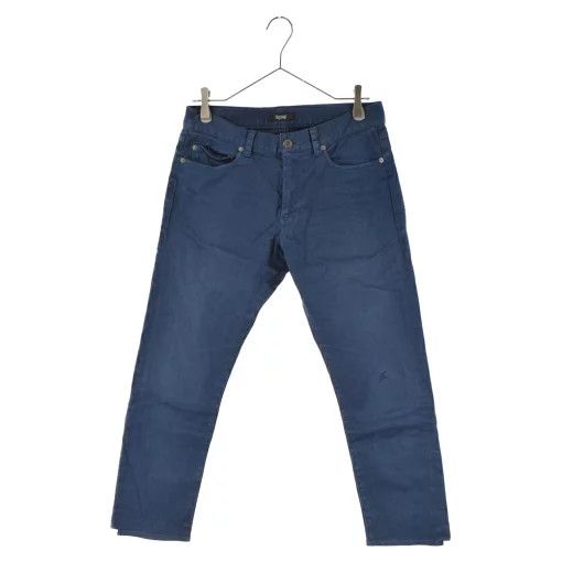 Cropped Pants Thunder logo hem tape design cotton Navy
