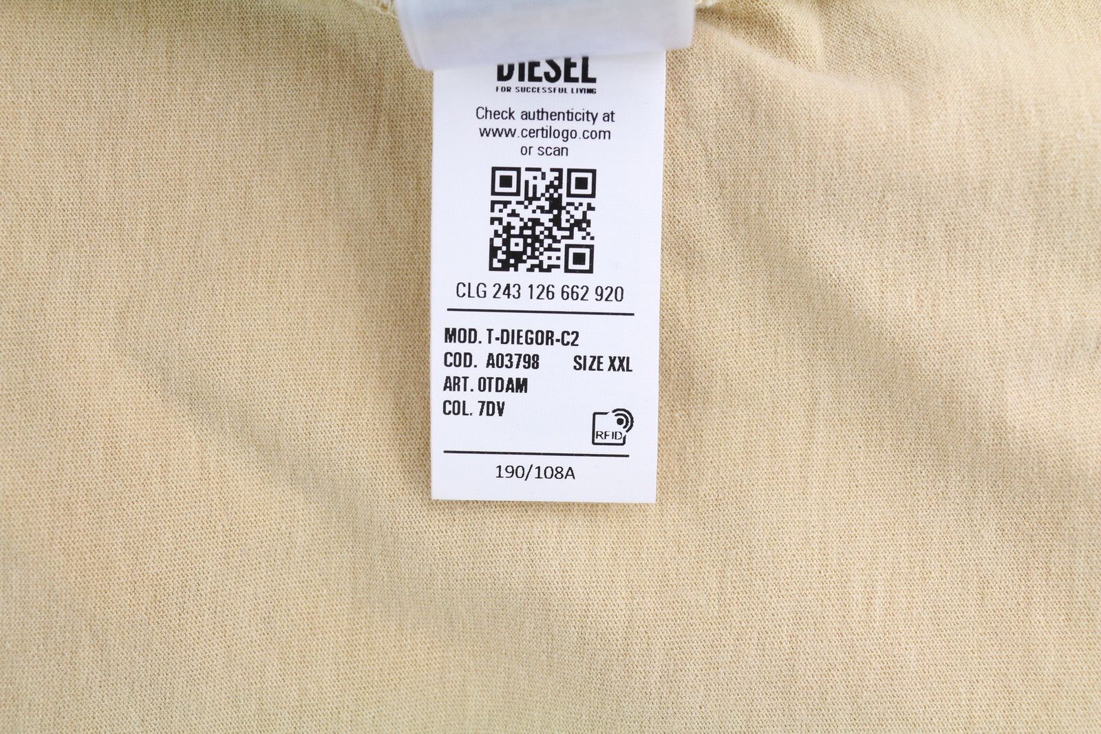 Diesel T-DIEGOR-C2 2XL Beige Tricot Print T-Shirt 41194 Size US XXL / EU 58 / 5 - 10 Thumbnail