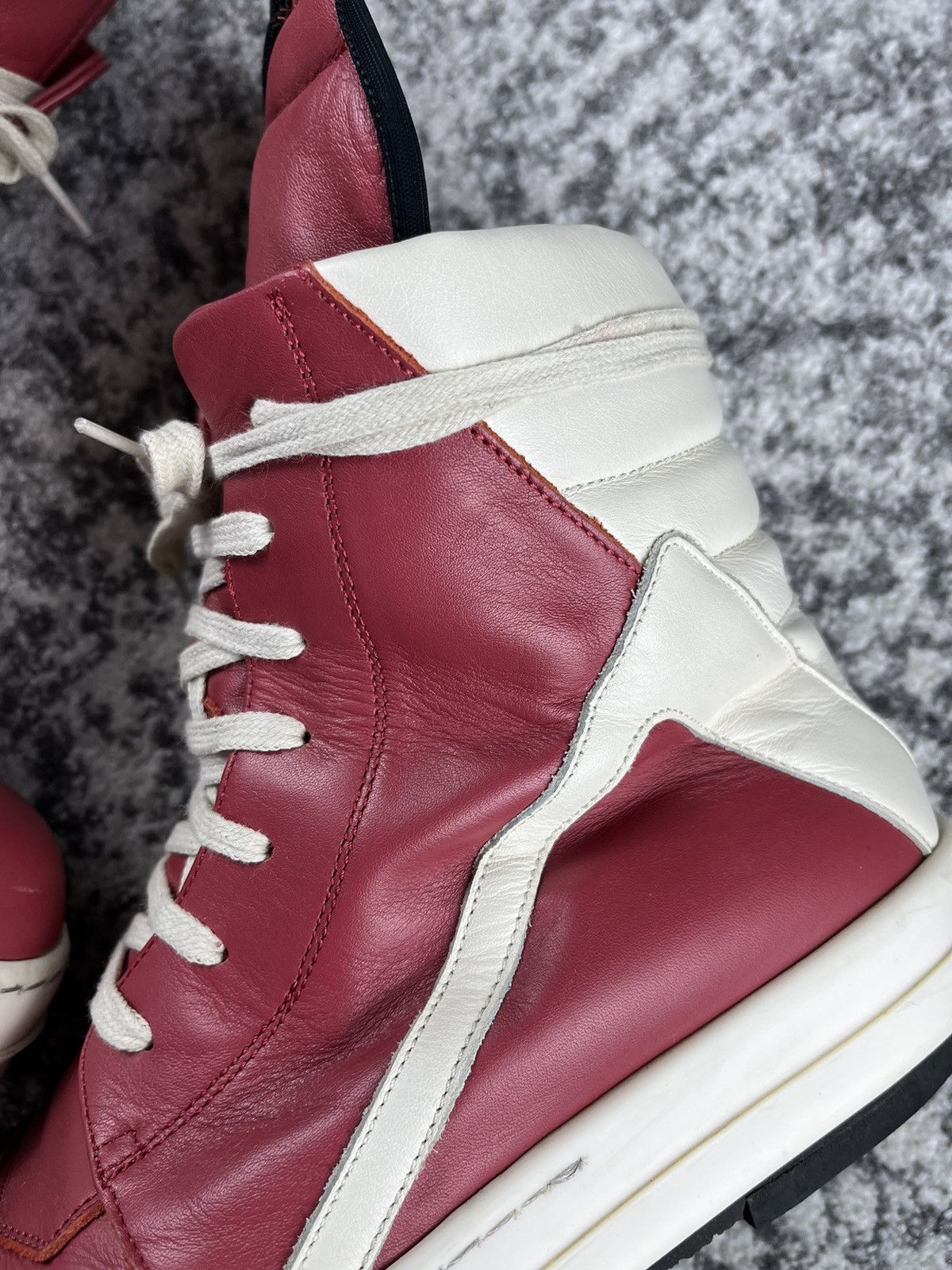 Rick Owens SS22 Rick Owens Fogachine Carnelian Red Leather Geobaskets Size US 9 / EU 42 - 6 Thumbnail