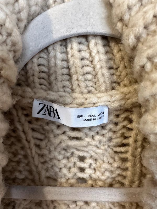 Zara Long Sweater coat Cardigan Beige Thick oversize cozi Size L / US 10 / IT 46 - 11 Thumbnail