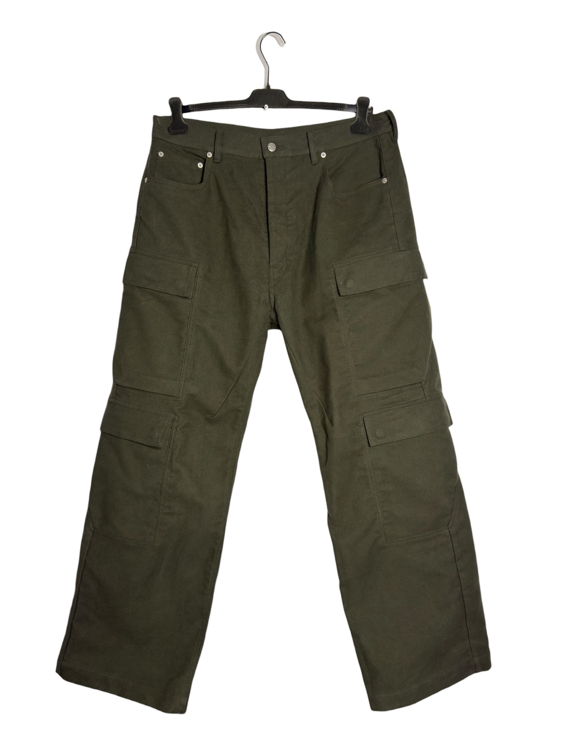 Rick Owens o1rshd1 Double Cargo Pants in Olive 34 Size