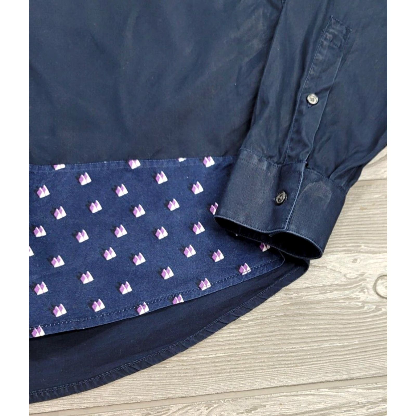 Kenzo KENZO Paris Blue Button-Up Geometric Long Sleeve Mens Shirt 39 Slim Fit Size US L / EU 52-54 / 3 - 4 Thumbnail