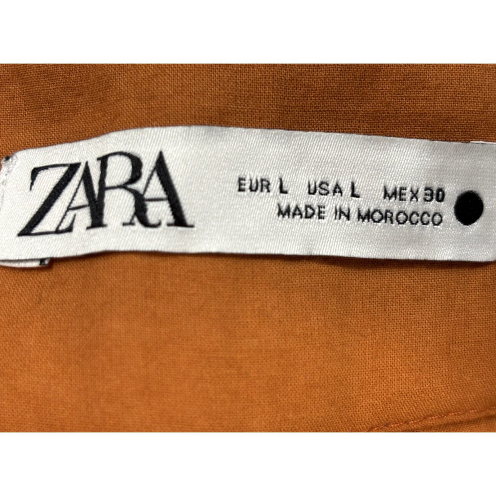 Zara ZARA Pants Women's Large Burnt Orange Embroidered Cutwork Eyelet Wide-Leg Ankle Size 36" / US 14 / IT 50 - 6 Thumbnail