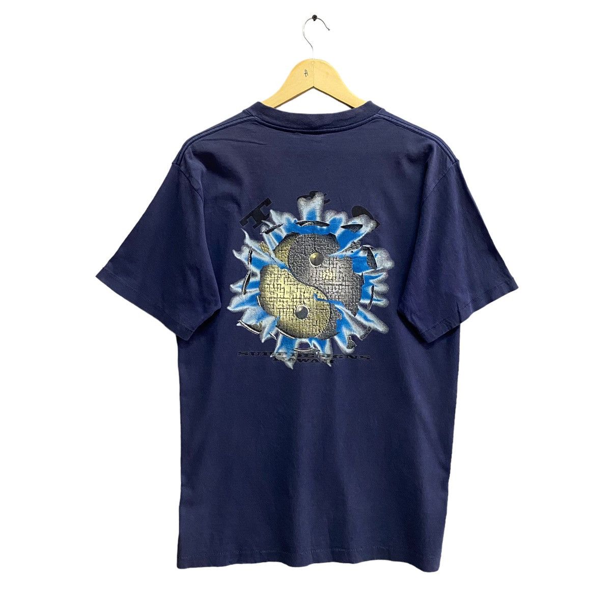image of Surf Style x Vintage 90's T&c Surf Design Hawaii Single Stich Tshirt in Navy, Men's (Size Large)