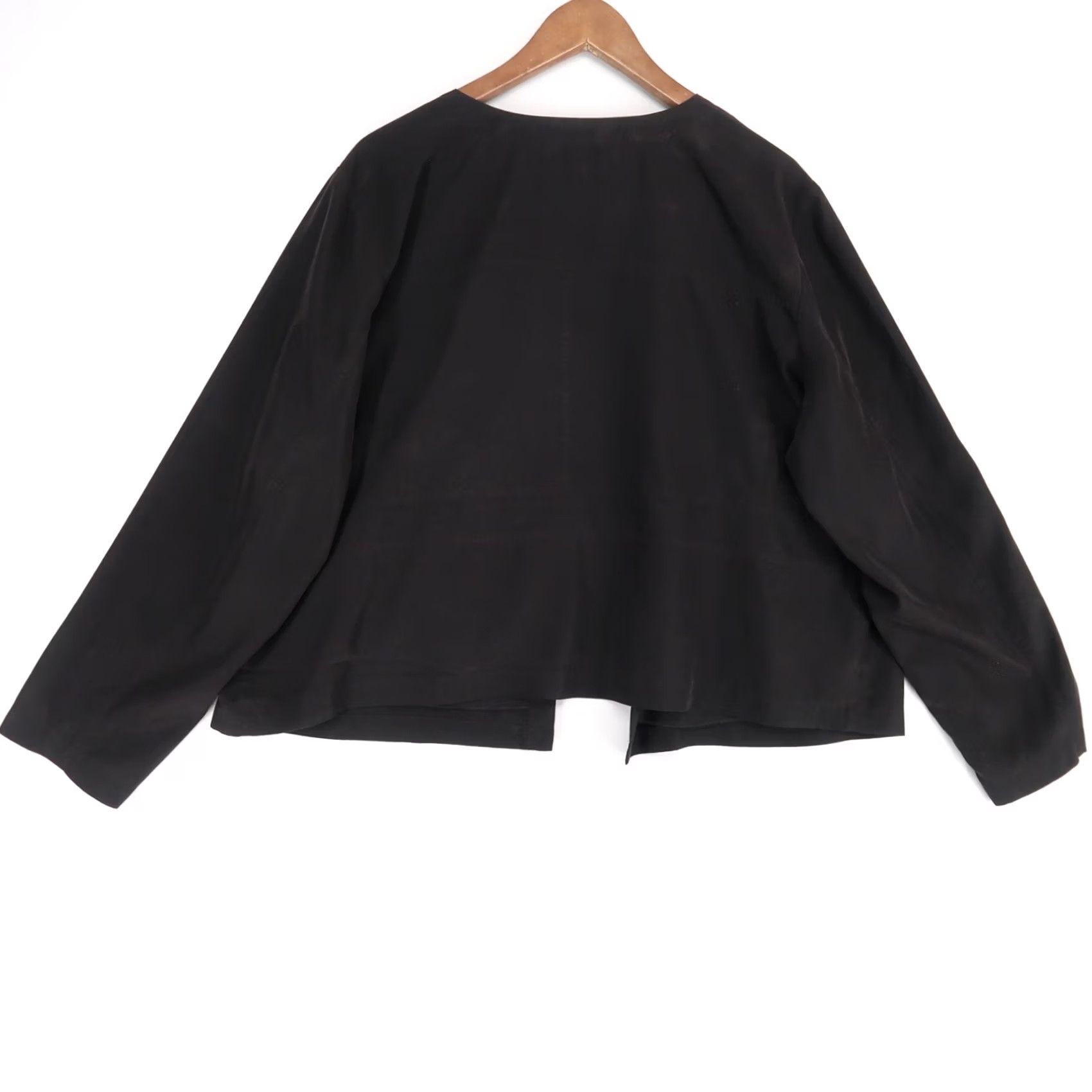 Eileen Fisher Eileen Fisher Jacket Womens 2X Black Open Front Collarless Tencel Lyocell Slim Casual Mens Womens Girls Boys Size XXL / US 16-18 / IT 52-54 - 2 Thumbnail