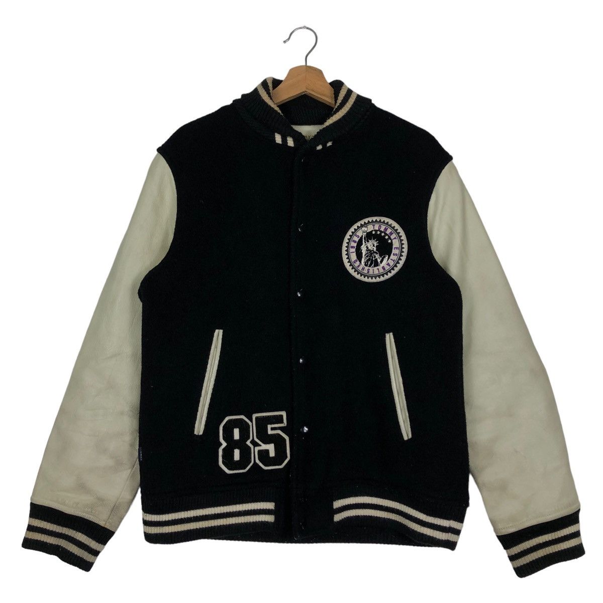 Japanese Brand 🔥90s Vintage Varsity Jacket Tommy Hilfiger Leather Handling Size US L / EU 52-54 / 3 - 1 Thumbnail