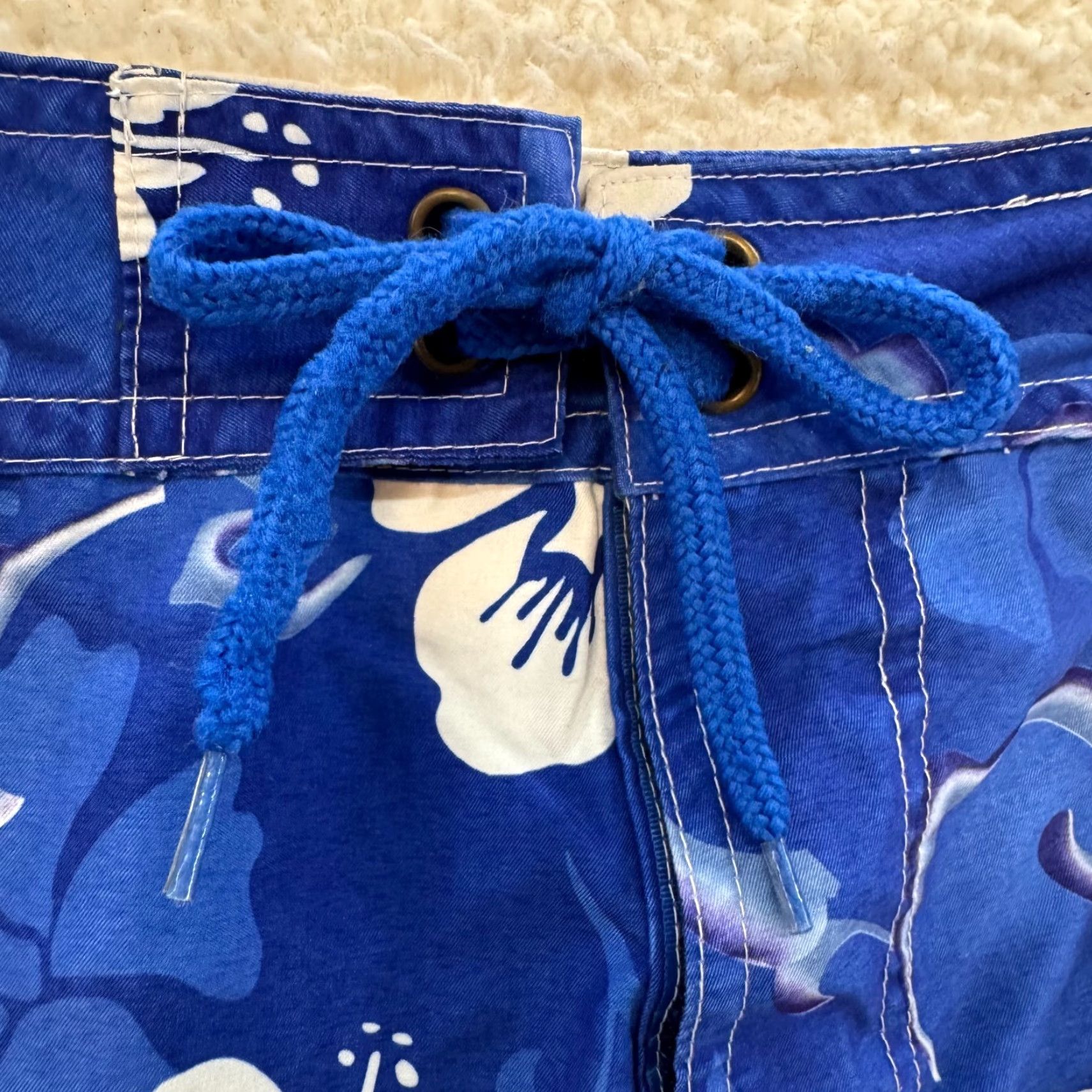 Swims VINTAGE 90s Y2K Palmwave Swim Shorts Blue Hibiscus Floral Tropical Hawaiian M Womens Size 32" / US 10 / IT 46 - 3 Thumbnail