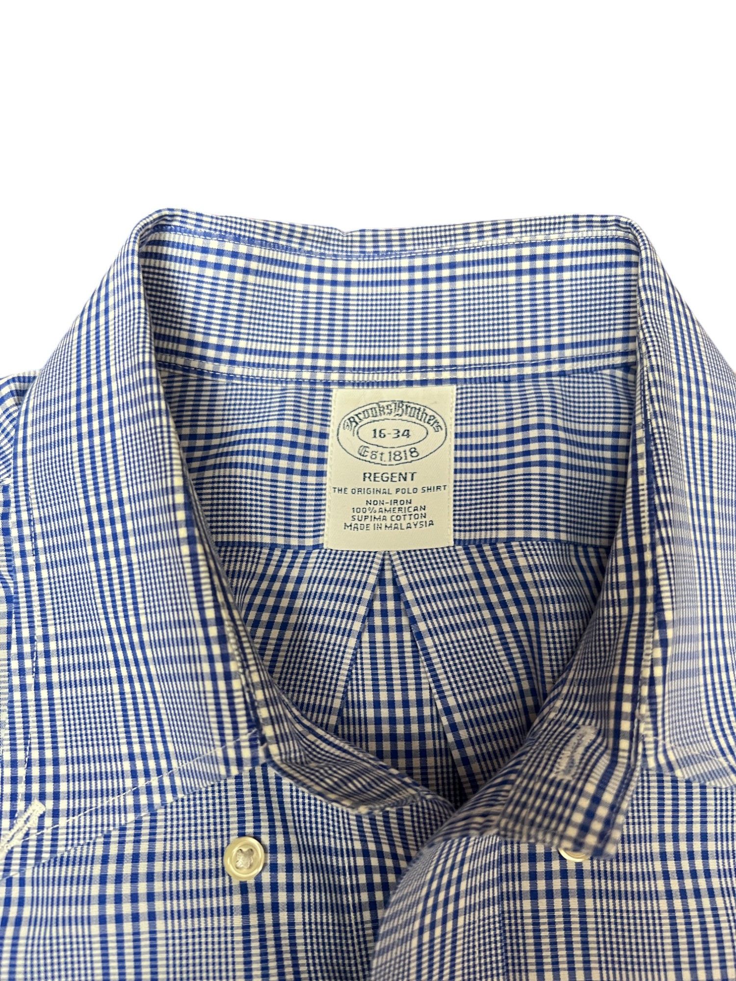 Brooks Brothers Brooks Brothers Regent Button Down Shirt 16-34 Blue Check Size US M / EU 48-50 / 2 - 4 Thumbnail