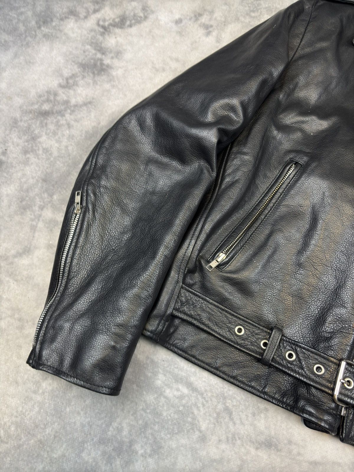 Vintage VINTAGE 90s RAMONES BLACK LEATHER BIKER JACKET RARE Size US L / EU 52-54 / 3 - 2 Thumbnail
