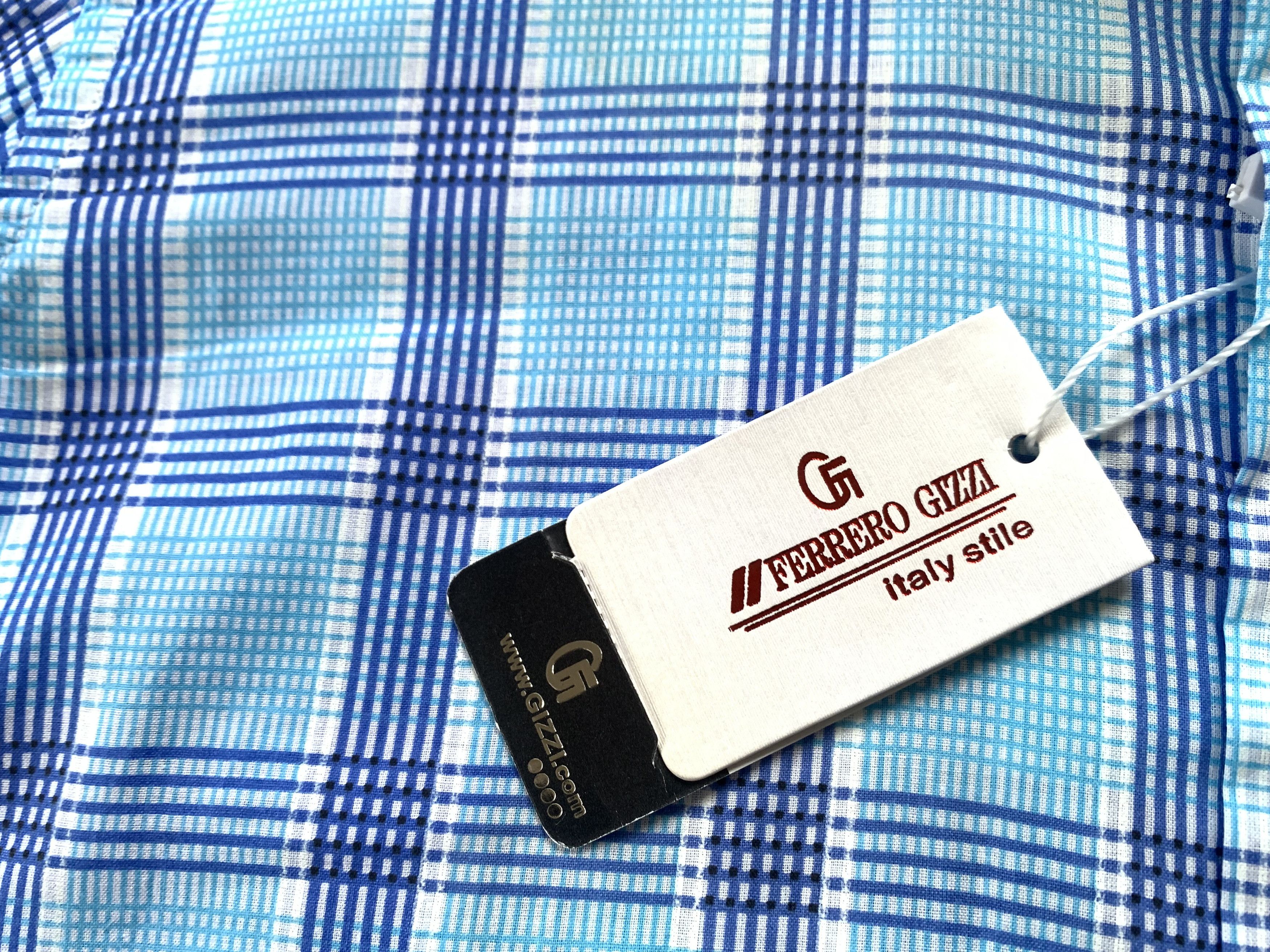 Other Ferrero Gizzi Blue Plaid Slim Fit Short Sleeve Shirt Size US M / EU 48-50 / 2 - 6 Thumbnail