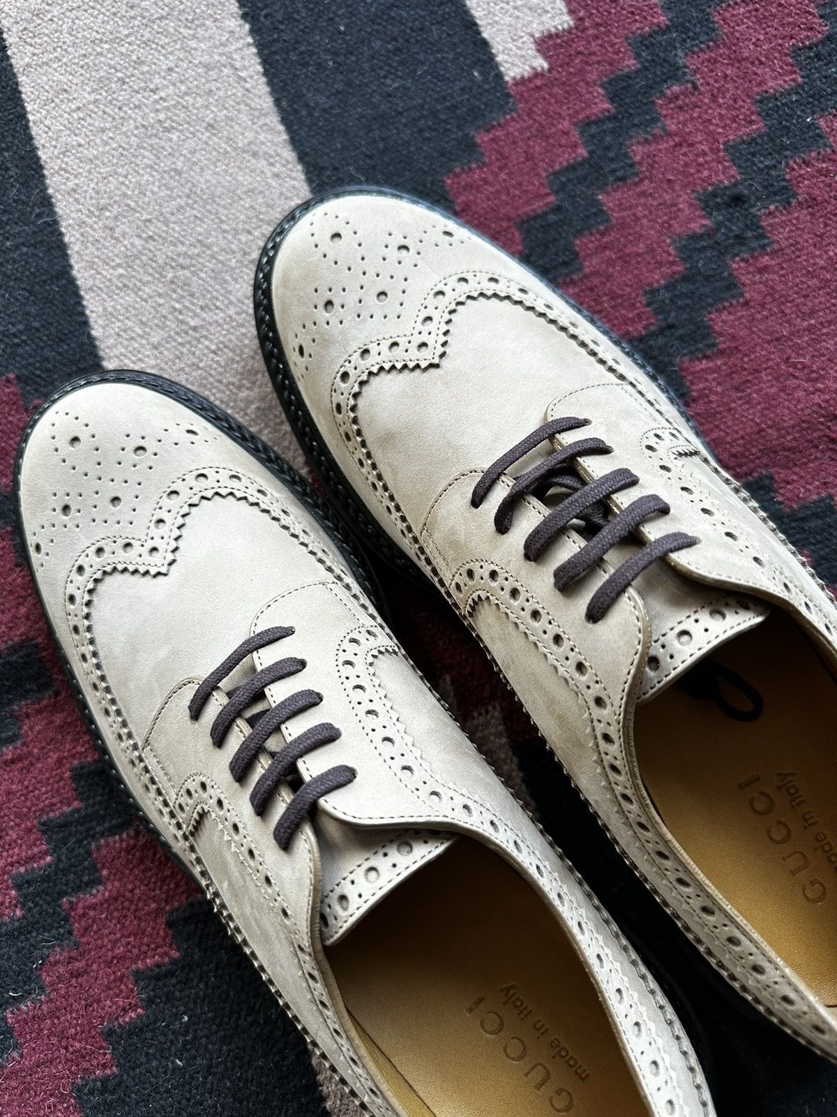 Gucci Gucci Suede Lasercut Accents Brogues Neutrals Oxfords Shoes Size US 10.5 / EU 43-44 - 8 Thumbnail
