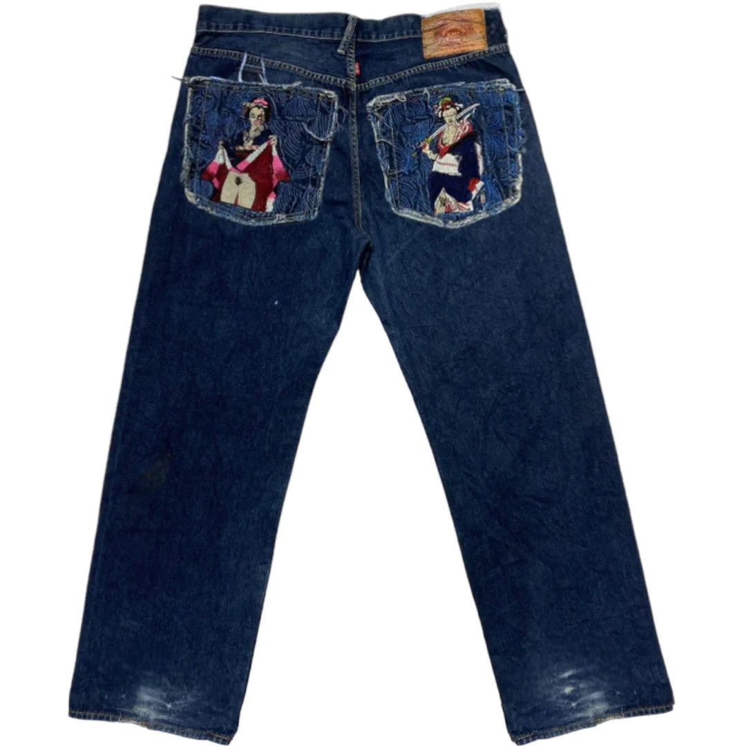 image of Red Monkey Company x Vintage Rmc Explicit Embroidery Denim Jeans in Blue, Men's (Size 44)