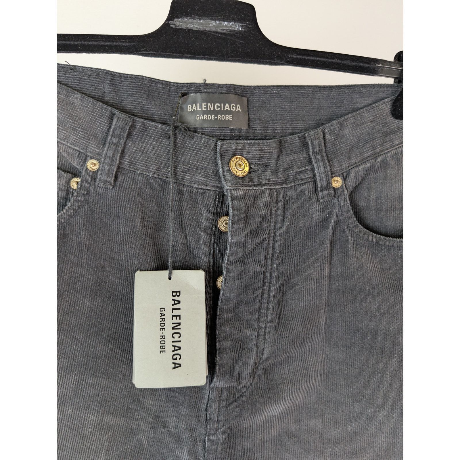 Balenciaga o1rshd1 Japanese Cotton Corduroy Denim Baggy Pants in Black Size US 28 / EU 44 - 7 Thumbnail