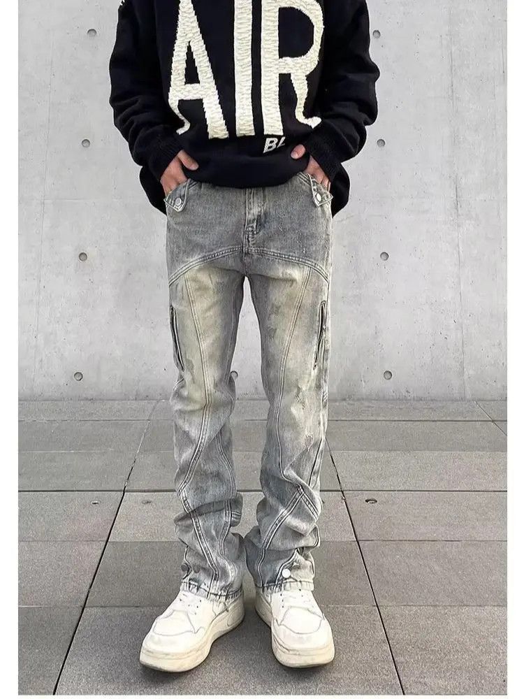 Japanese Brand Straight zipper high street jeans Size US 32 / EU 48 - 2 Thumbnail