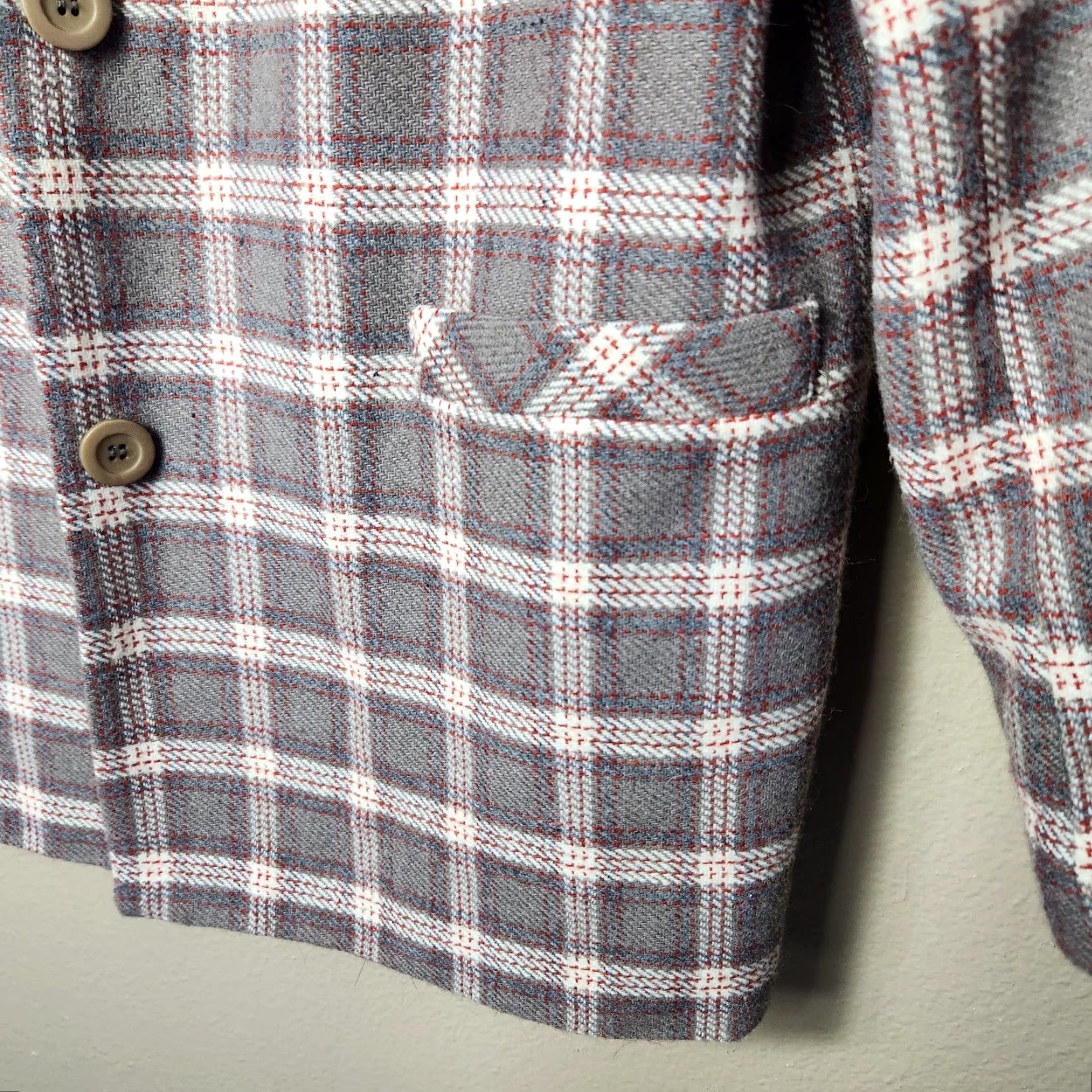 Lee VINTAGE Lana Lee Womens Blazer 2 Button Wool Blend Taupe Plaid Size 14 - Brown Academia Woman Mens? Size XL / US 12-14 / IT 48-50 - 3 Thumbnail