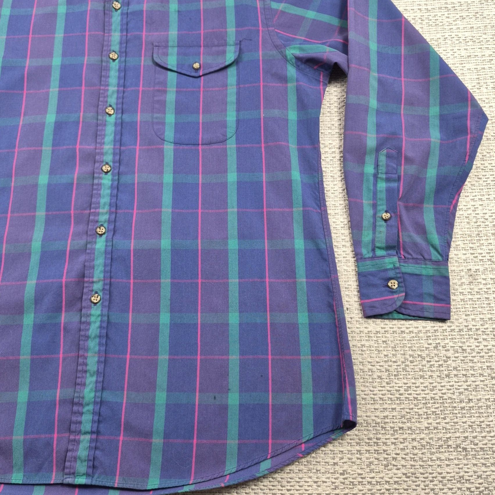 Nordstrom VINTAGE Nordstrom Button Up Shirt Mens L Blue Plaid Long Sleeve Chest Pocket Size US L / EU 52-54 / 3 - 2 Thumbnail