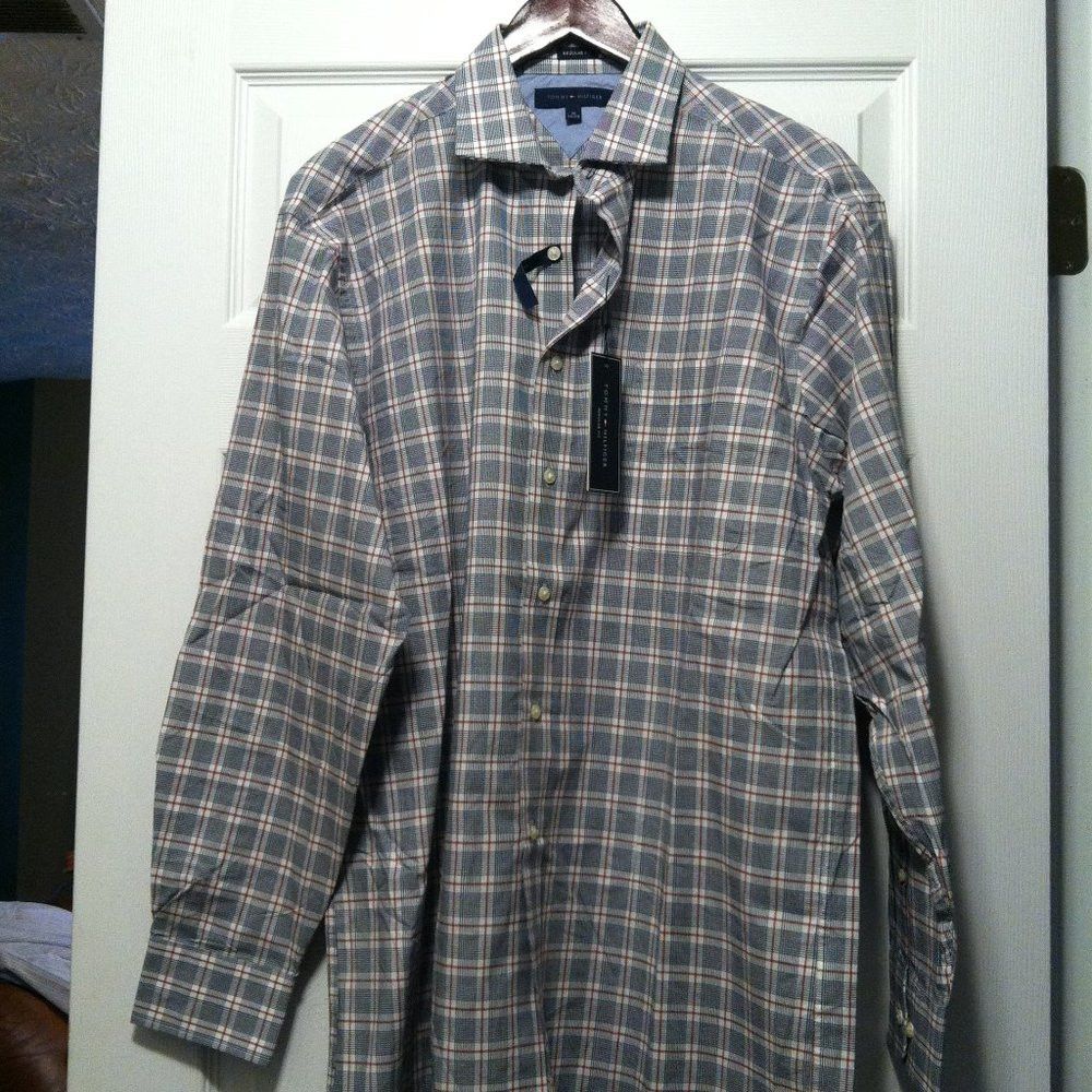 Tommy Hilfiger TOMMY HILFIGER MENS NEW GRAY 100%COTTON DRESS SHIRT 16/34-35 Size US L / EU 52-54 / 3 - 3 Thumbnail