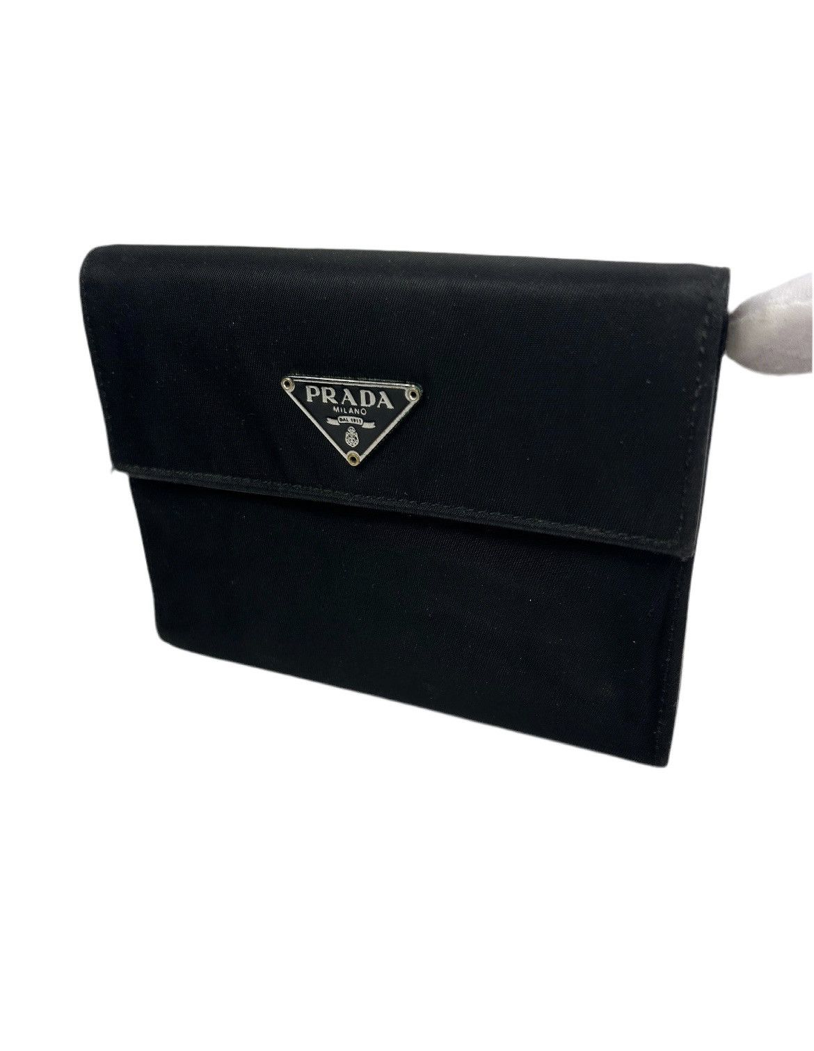 Tessuto Nero Nylon Trifold Wallet