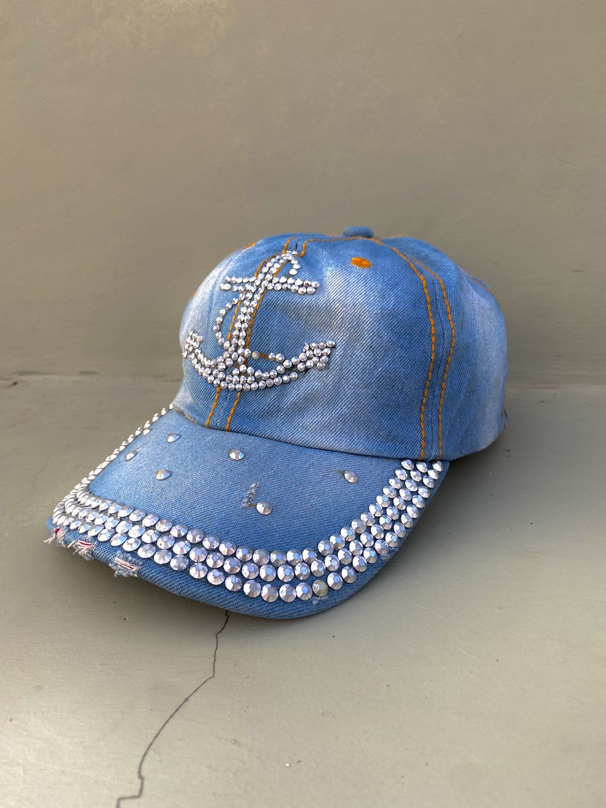 Le Grande Bleu (L.G.B.) 2000s zircon studded ship anchor denim hat Size ONE SIZE - 2 Thumbnail