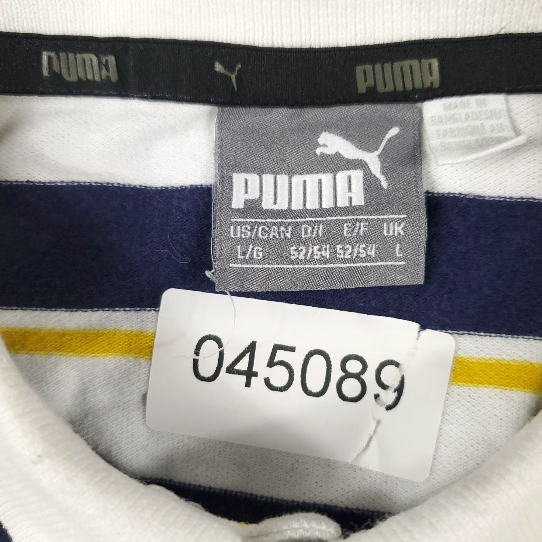 Puma PUMA Polo Shirt Adult Large Blue Striped Cotton Short Sleeve Mens Size US L / EU 52-54 / 3 - 8 Thumbnail