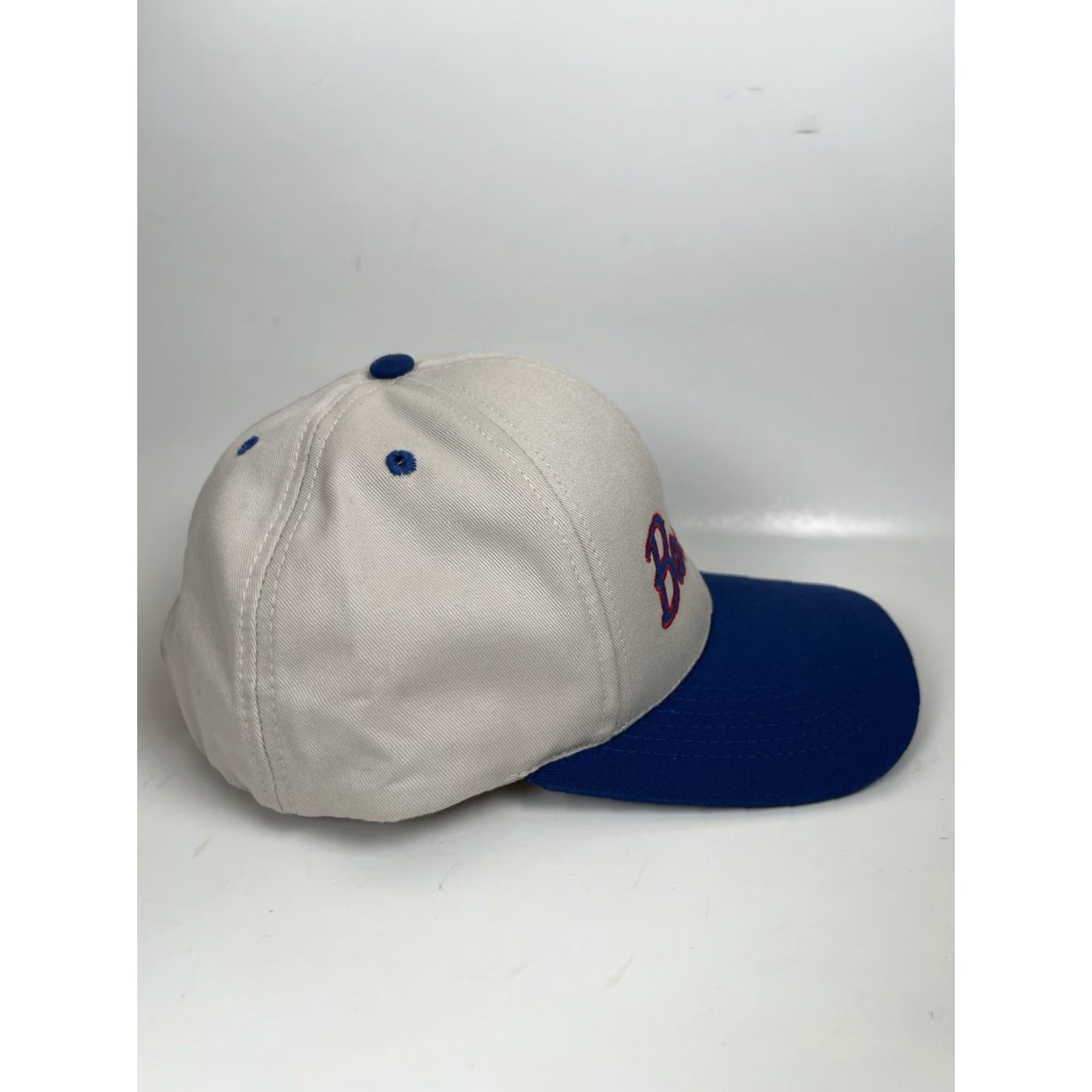 Vintage Barstool Sports Retro Script SnapBack Baseball Hat Cap Beige Navy Embroidered Size ONE SIZE - 4 Thumbnail