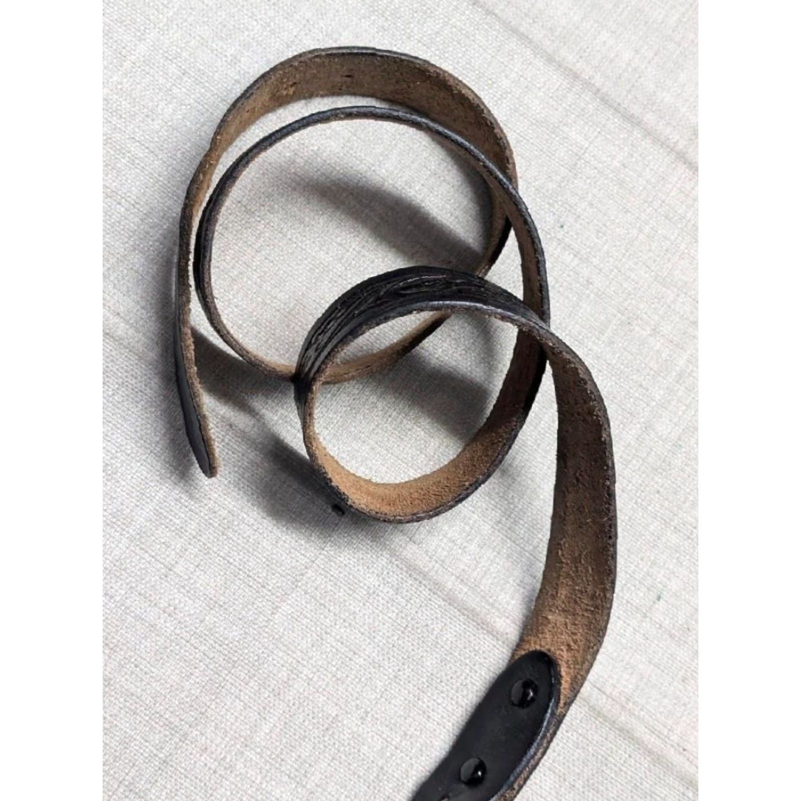 Vintage VINTAGE western belt belt 42 black tooled buckle leather cowhide full grain leather men Size 42 - 5 Thumbnail