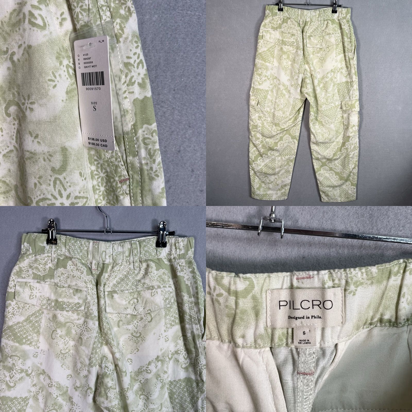 Anthropologie NWT Anthropologie Pilcro Slim Linen-Blend Beach Cargo Pants Slim Green Womens Small Size S Size 28" / US 6 / IT 42 - 8 Thumbnail