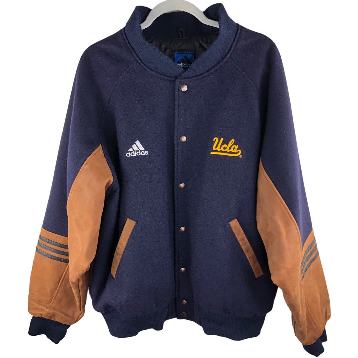 Adidas UCLA Bruins Leather & Wool Varisty Bomber Jacket Size US L / EU 52-54 / 3 - 1 Thumbnail
