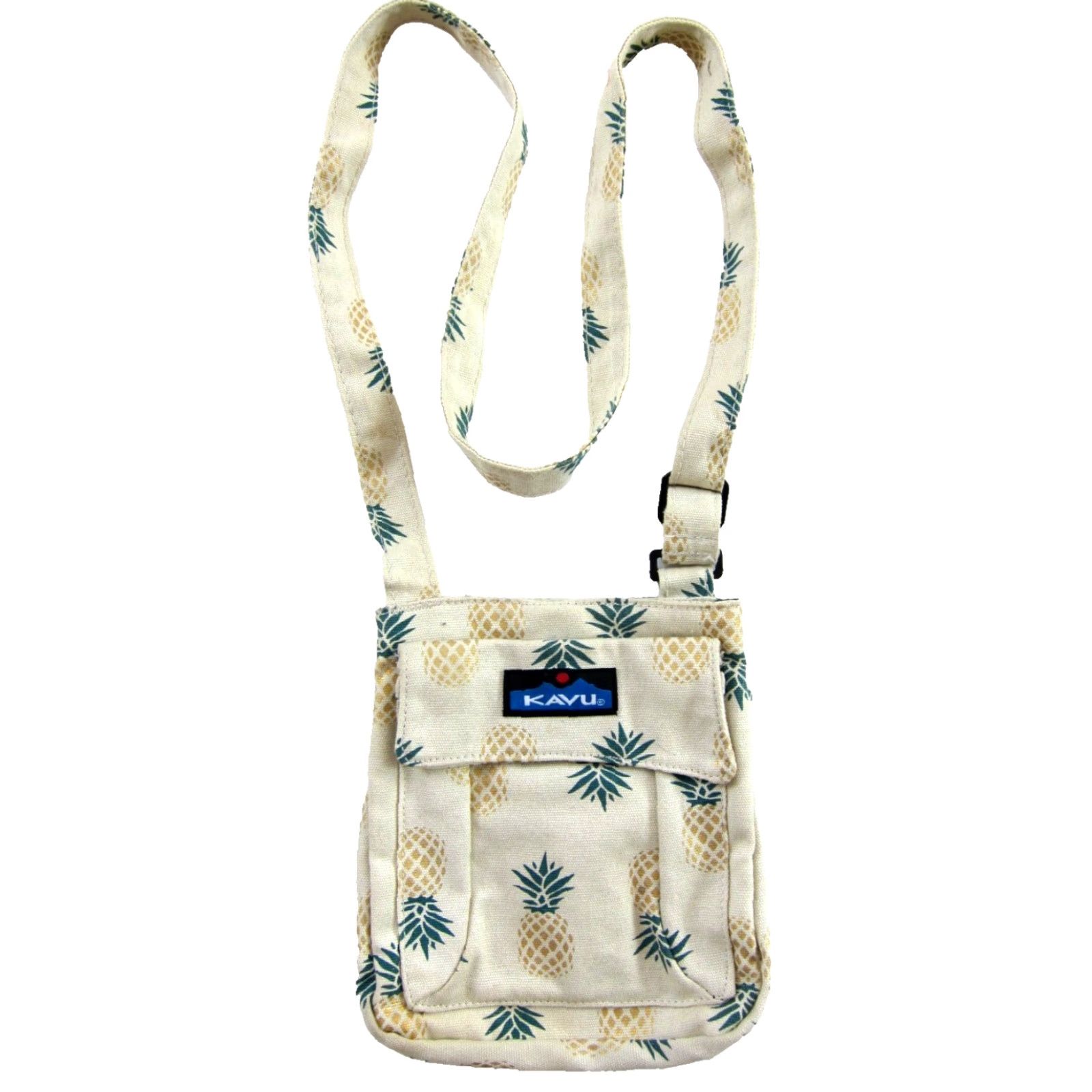 KAVU KAVU Ivory Green Gold Pineapple 3 pouch Small Satchel Shoulder Bag Purse Size ONE SIZE - 2 Thumbnail
