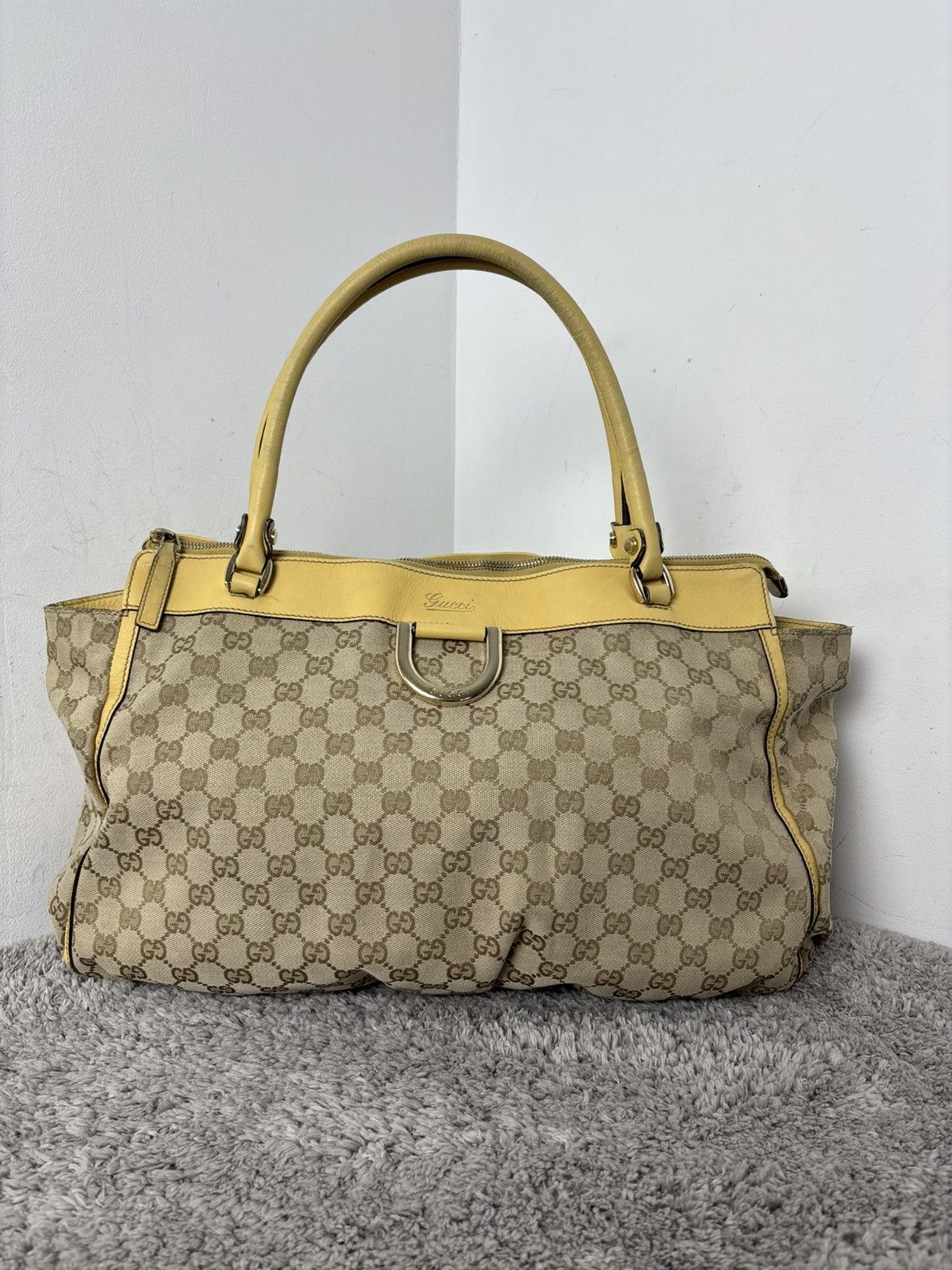 Gucci GUCCI GG Canvas Tote Bag Beige Gold Auth th540 Golden boston Size ONE SIZE - 1 Thumbnail