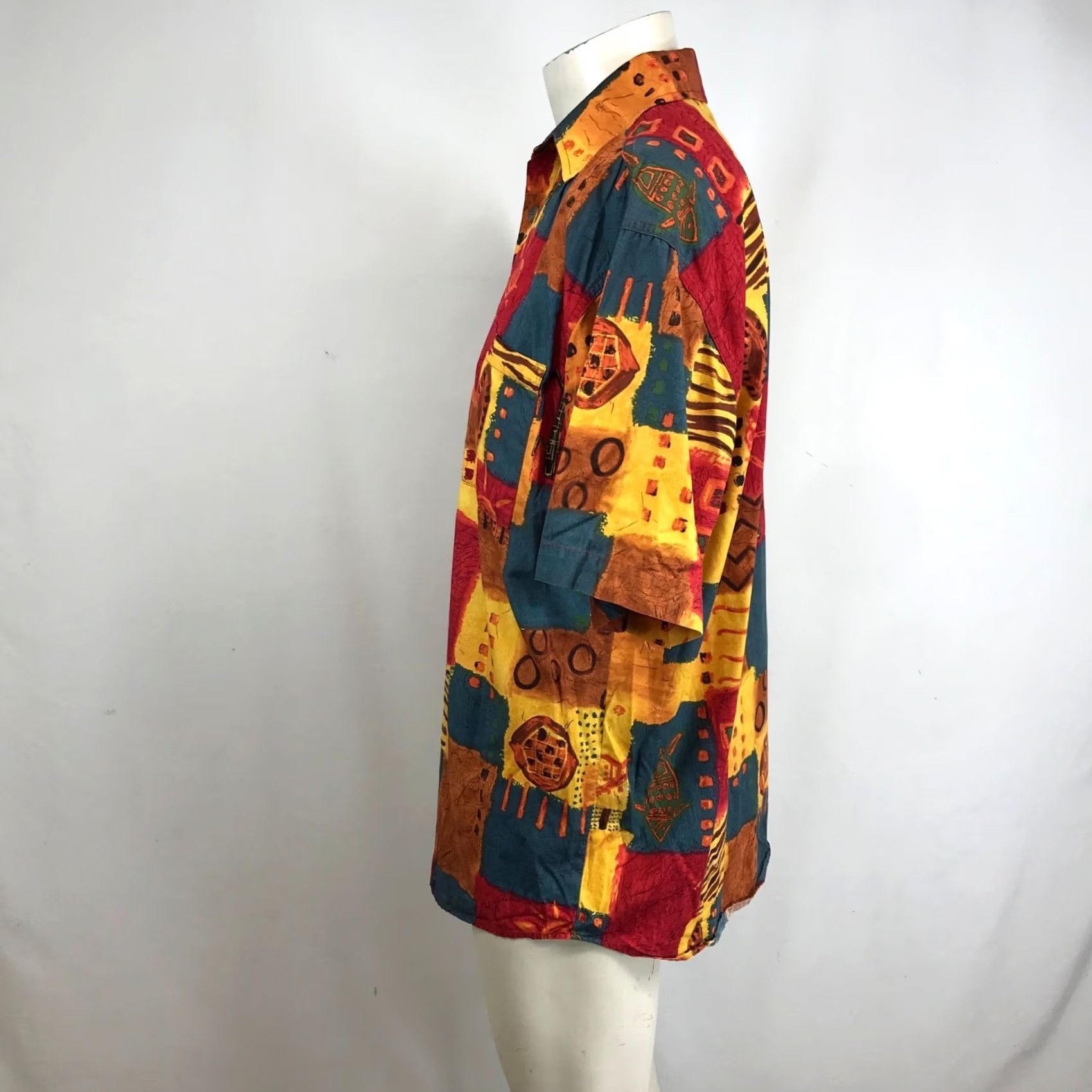 The Territory Ahead The Territory Ahead Mens Short Sleeve Cotton Tribal Patchwork Shirt Size US M / EU 48-50 / 2 - 6 Thumbnail