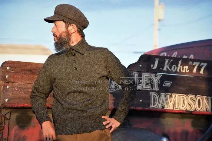 Freewheelers premium thick wool button collar sweater. Size US M / EU 48-50 / 2 - 1 Thumbnail