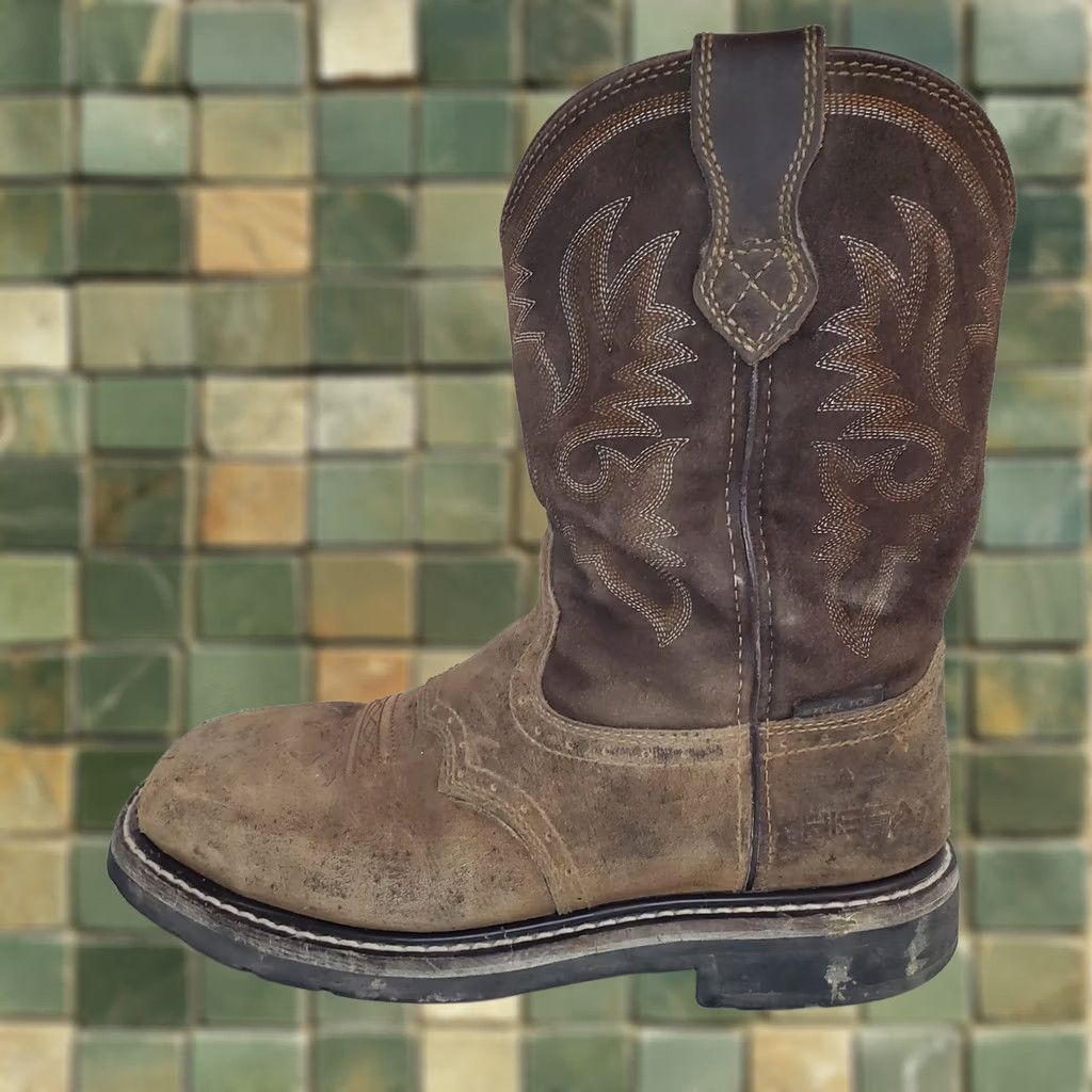 Vintage HISEA NINGO Mens 11M Steel Toe Western Work Boots Waterproof Cowboy Boot Square Size US 11 / EU 44 - 1 Thumbnail