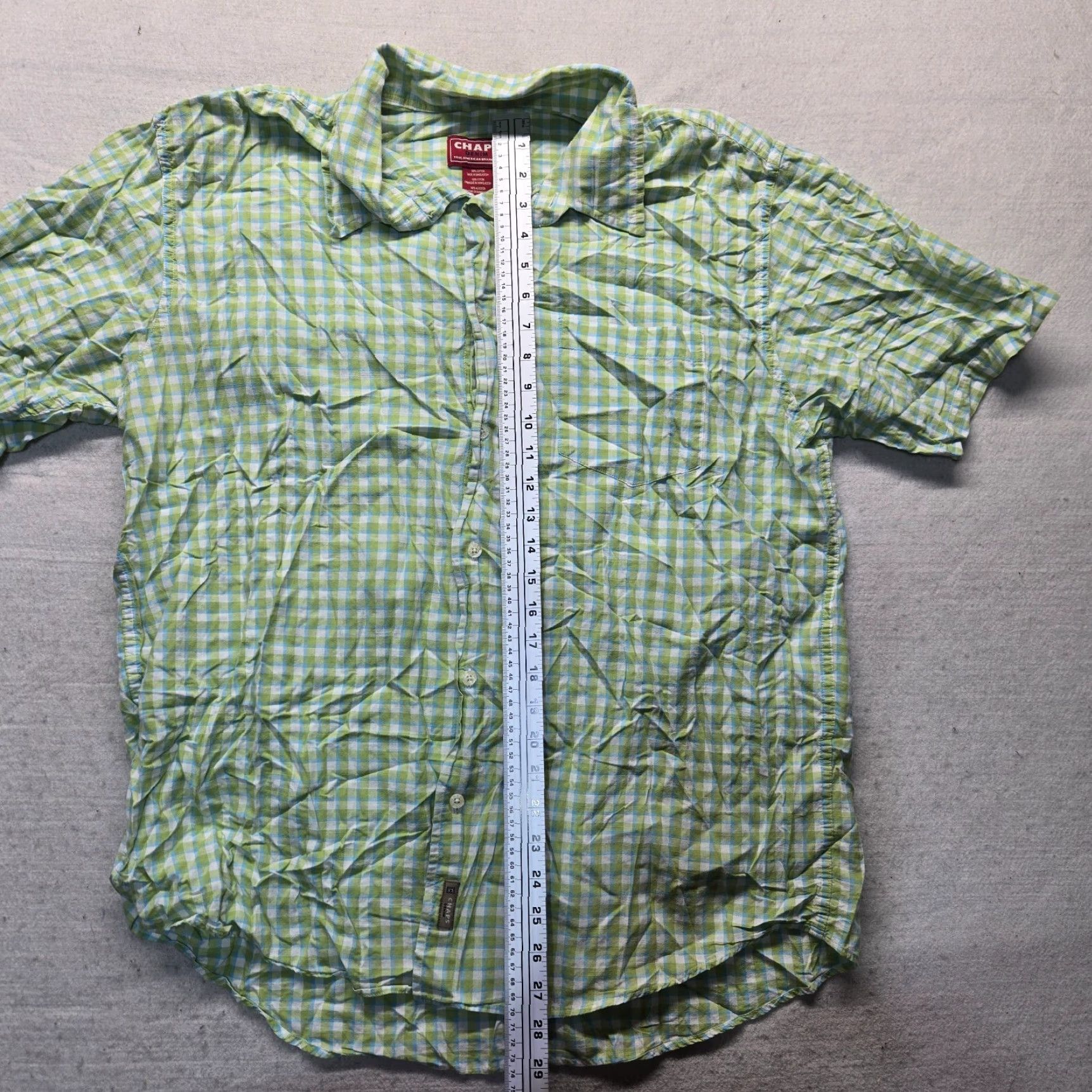 Chaps Chaps Shirt Denim Green Checked Short Sleeved Button-Up Adult XL Men Green Shirt Button-Up Chaps Mens XL Size US XL / EU 56 / 4 - 6 Thumbnail