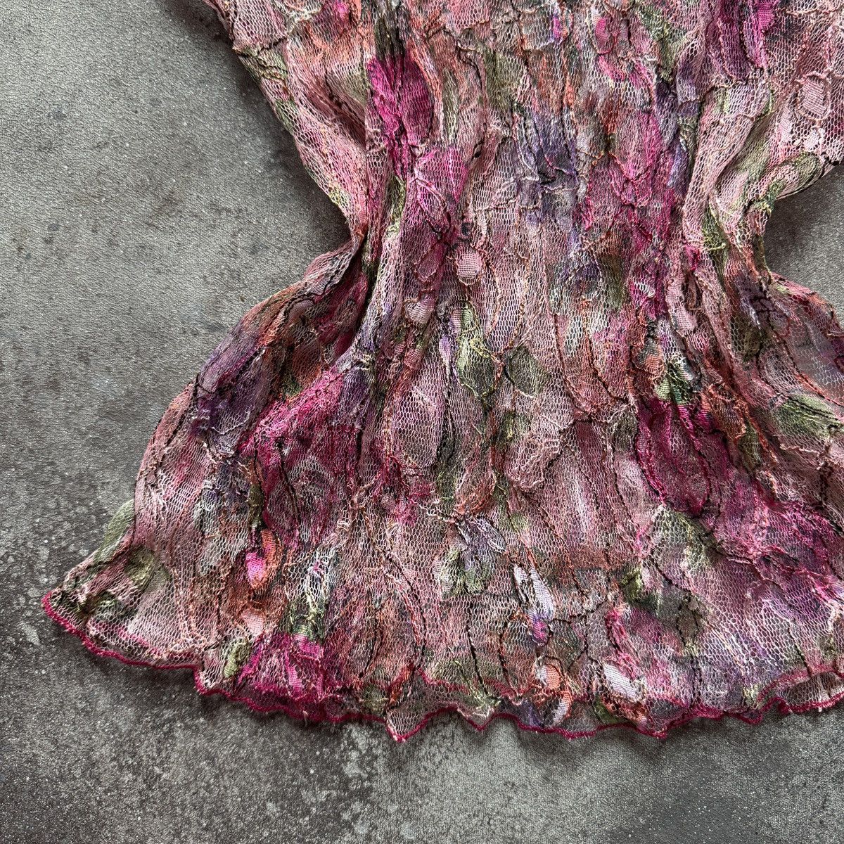 Hysteric Glamour Vintage Y2K Floral Mesh Camisole Pink Sheer Top Fairycore Size M / US 6-8 / IT 42-44 - 5 Thumbnail