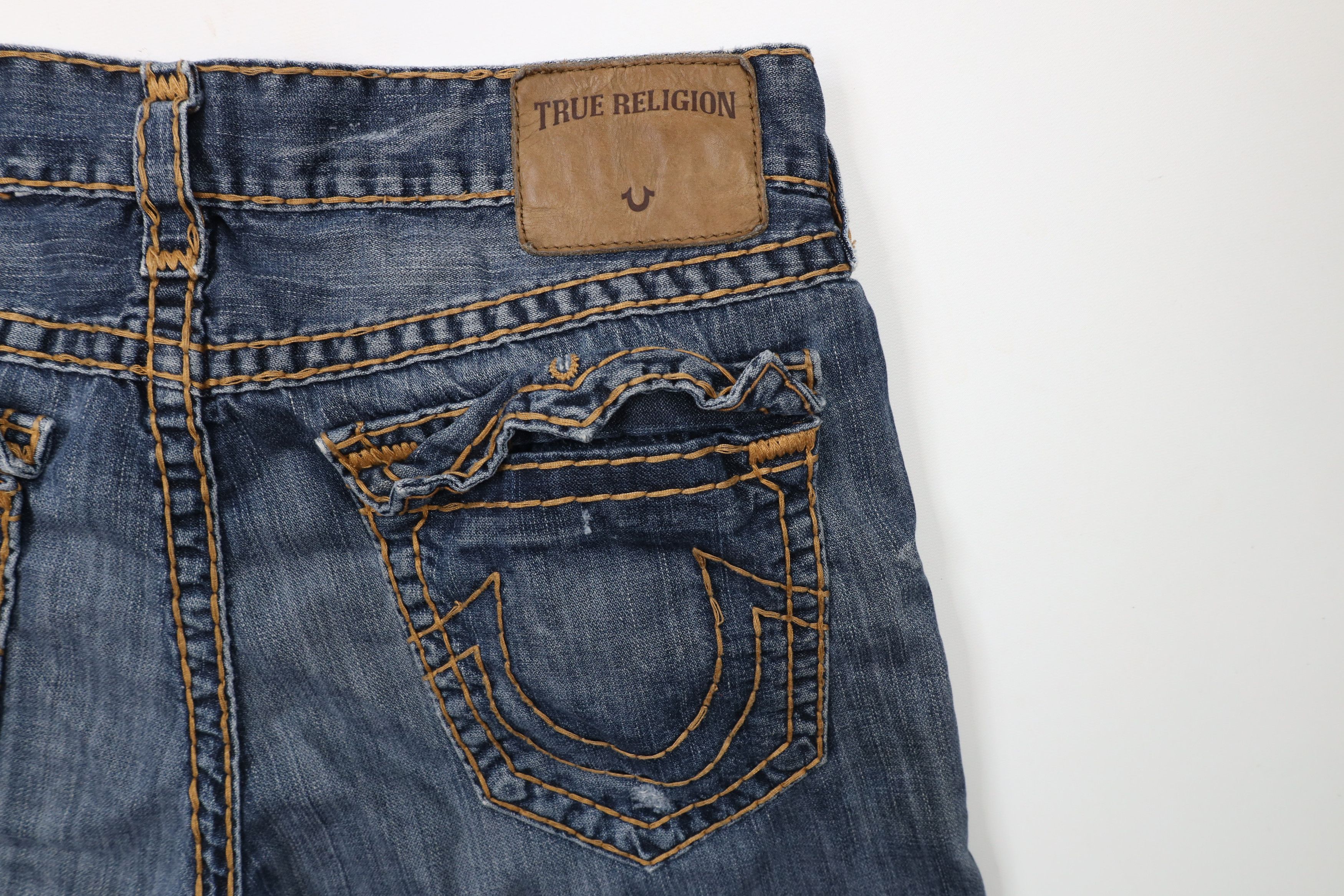 True Religion × Vintage True Religion Relaxed Slim Thick Stitch Denim Jeans USA Blue Size US 36 / EU 52 - 15 Thumbnail