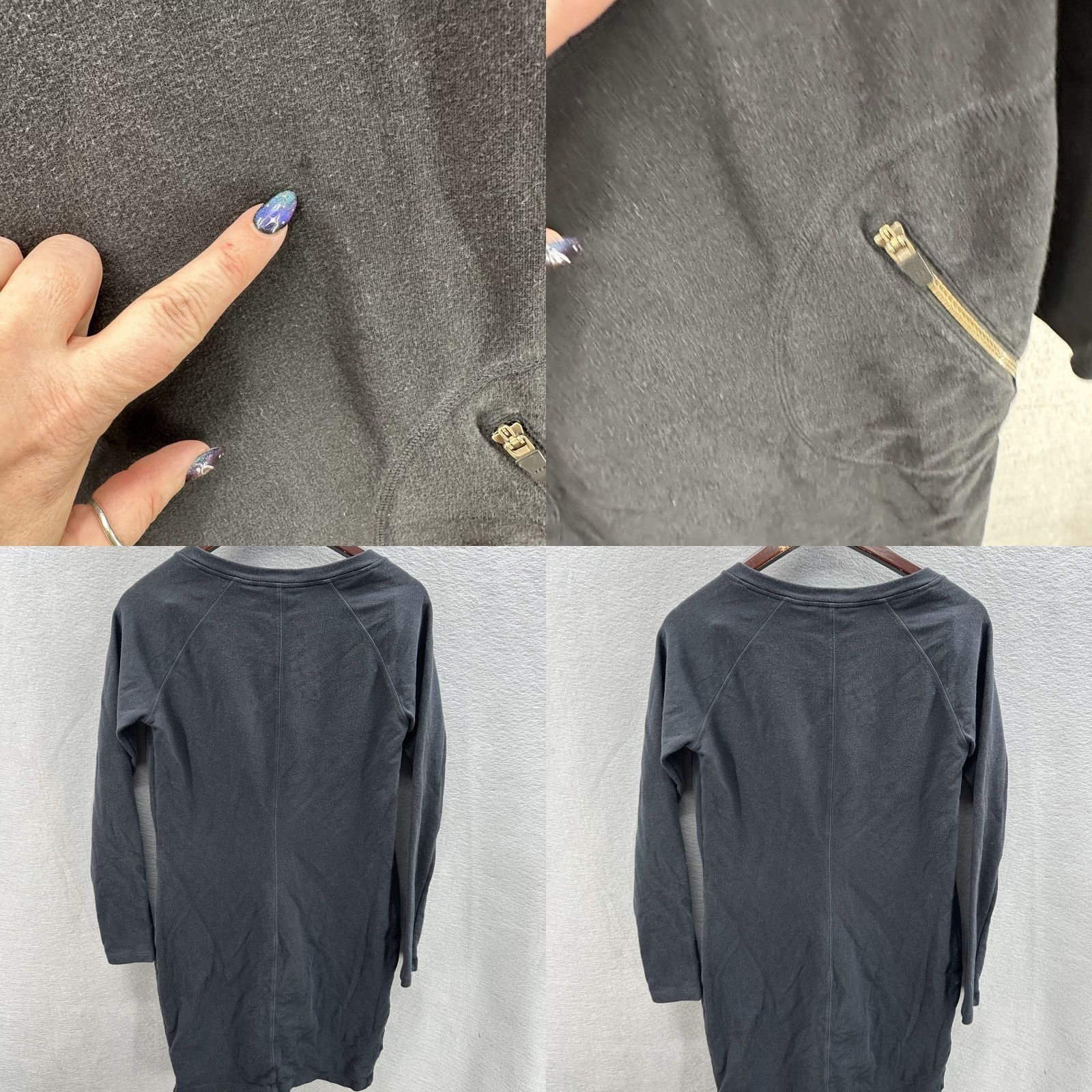 Athleta Athleta Dress Womens S Black Zipper Knit Bodycon A-Line V-Neck Short Sleeve Vintage-None Modern Casual/Spring/Fall/Winter 90s? Size S / US 4 / IT 40 - 8 Thumbnail