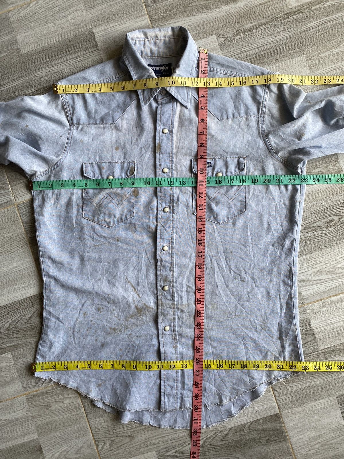 Vintage × Wrangler Vintage Wrangler Denim Shirt Snap Button Size US L / EU 52-54 / 3 - 22 Thumbnail