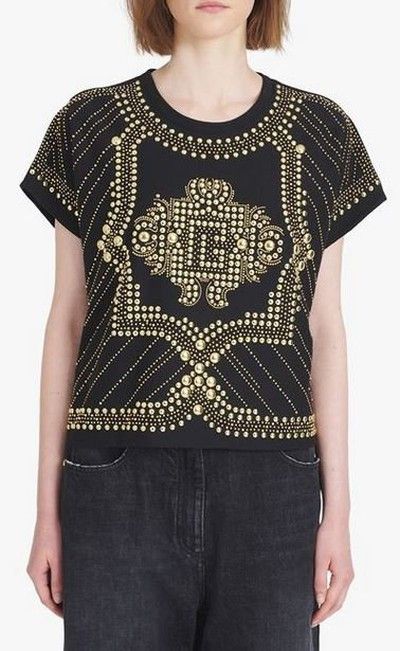Balmain o1y0625 T-Shirt in Black/Gold Size XS / US 0-2 / IT 36-38 - 3 Thumbnail