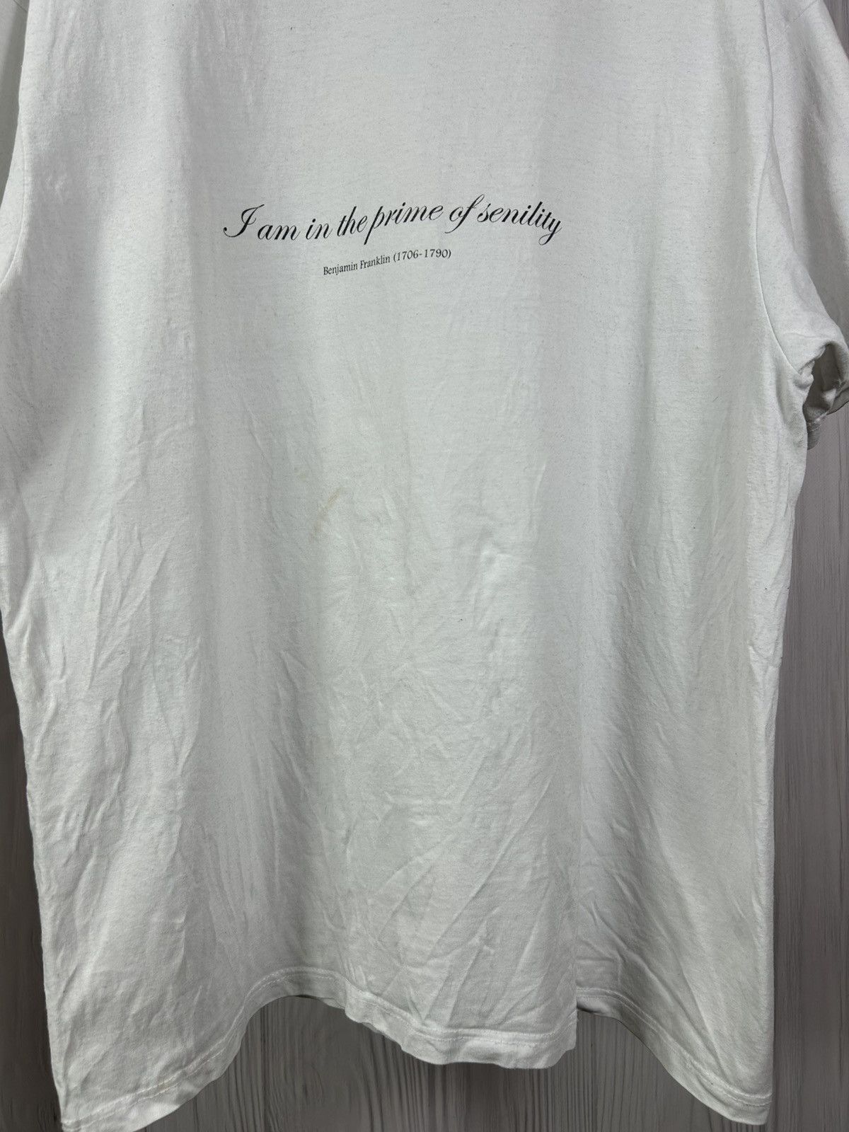 Vintage Benjamin Franklin “I am in the prime of senility” Phrase Tee Size US XL / EU 56 / 4 - 4 Thumbnail