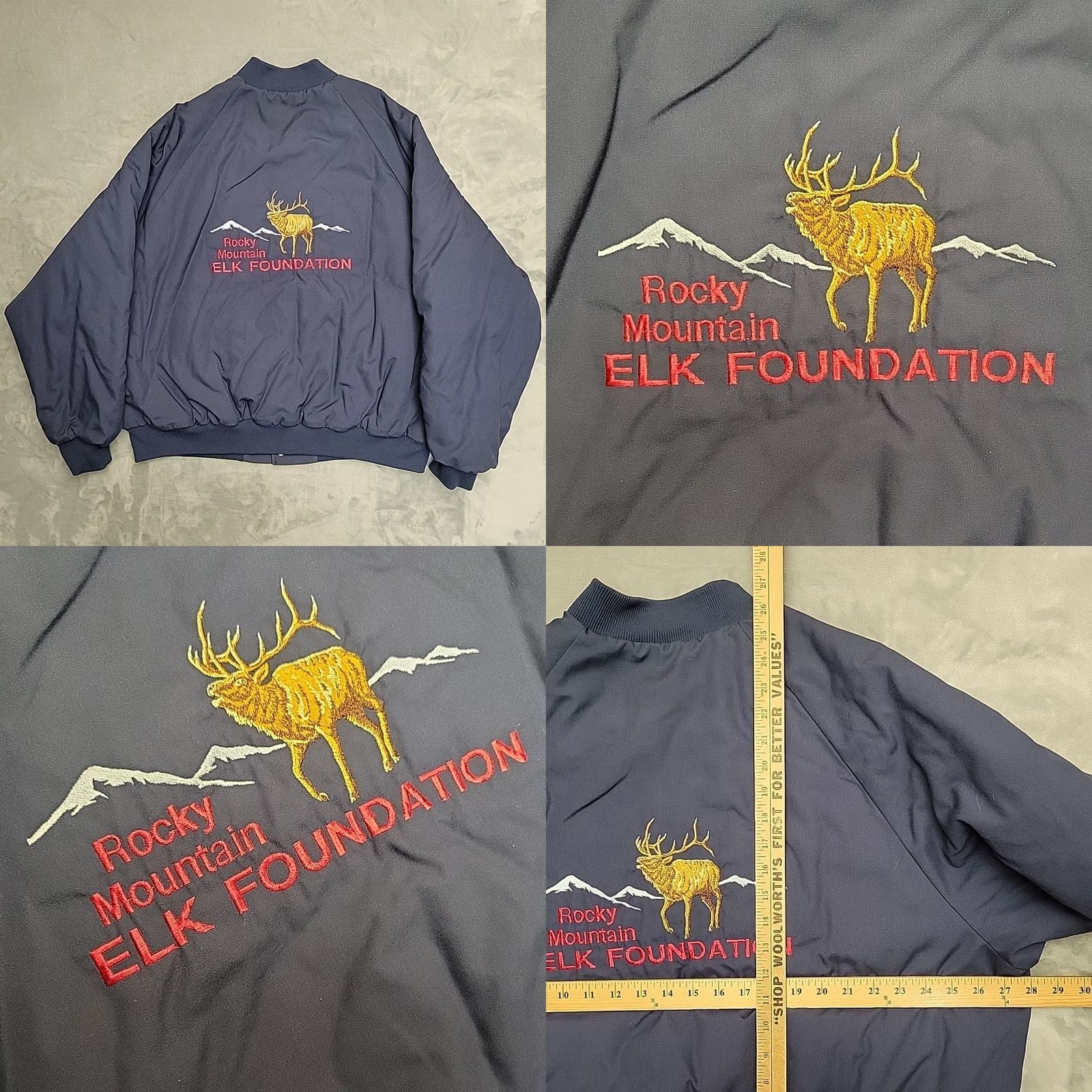 Vintage VINTAGE Rocky Mountain Elk Foundation Jacket XL RMEF Bomber Made in USA Union Made Men Blue Windbreaker XL Jacket, Bar? Size US XL / EU 56 / 4 - 8 Thumbnail
