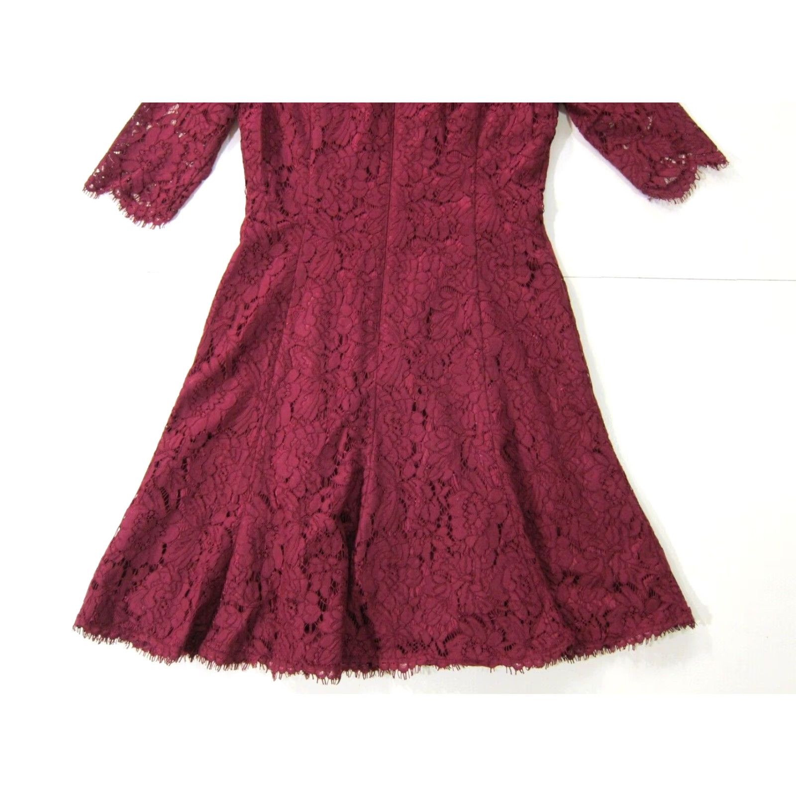 Vintage VINTAGE Eliza J Maroon Embroidered Lace 3/4 Sleeve A-Line Tent Cocktail Dress 6 Size M / US 6-8 / IT 42-44 - 6 Thumbnail